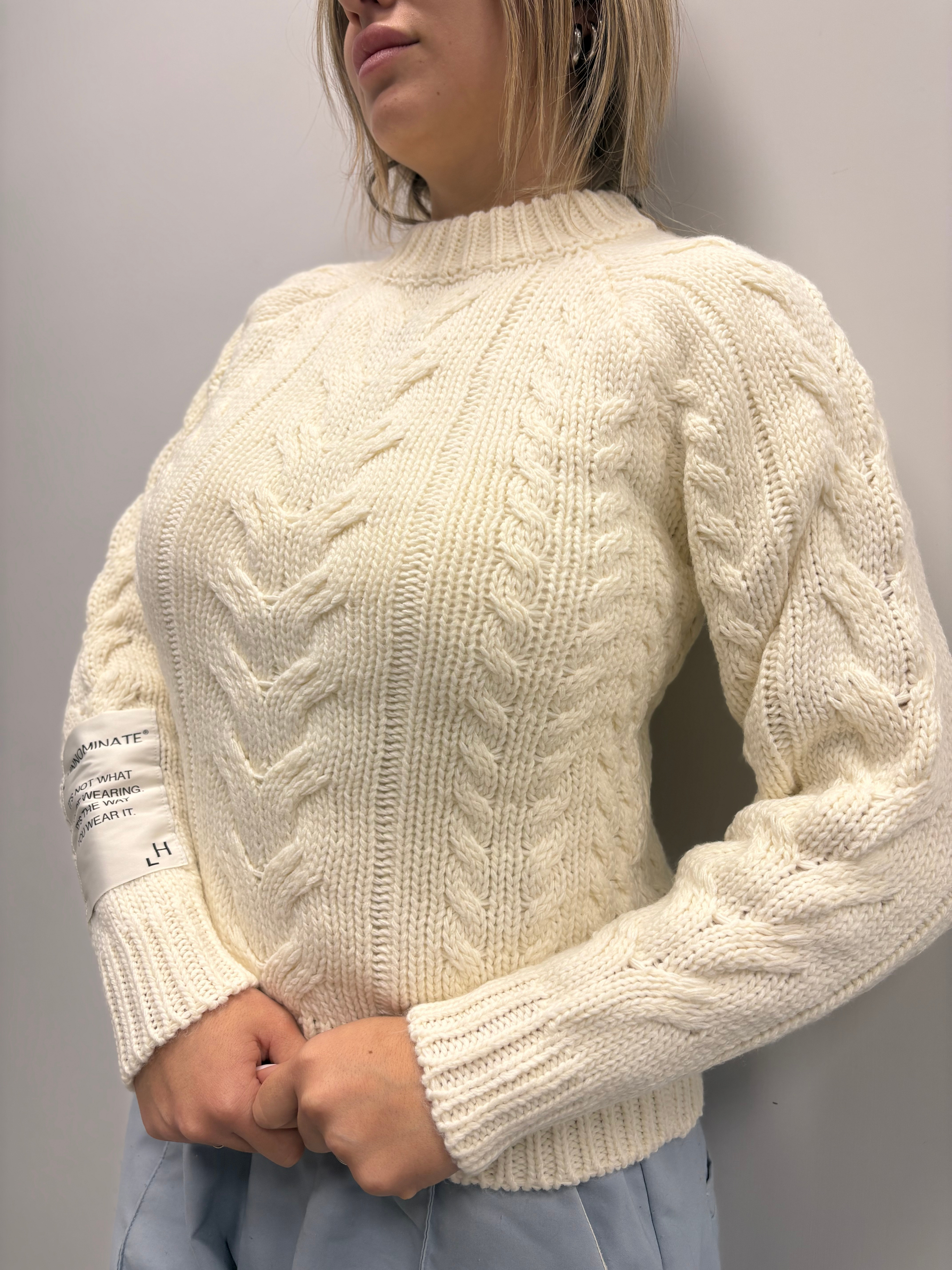 HINNOMINATE MAGLIONE INTRECCIATO BIANCO