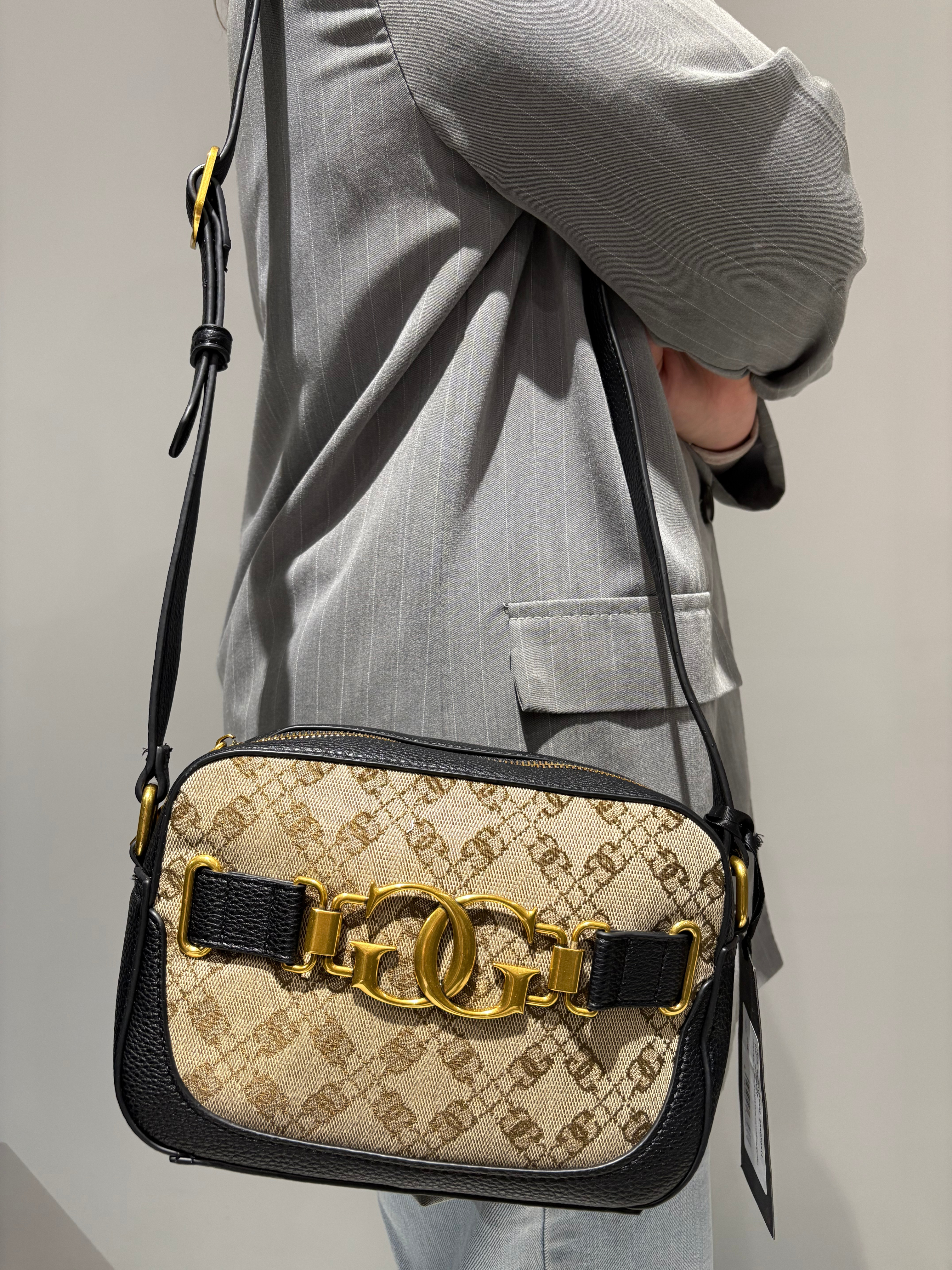 GAELLE CAMERA BAG CON TRACOLLA CANVAS CON JAQUARD