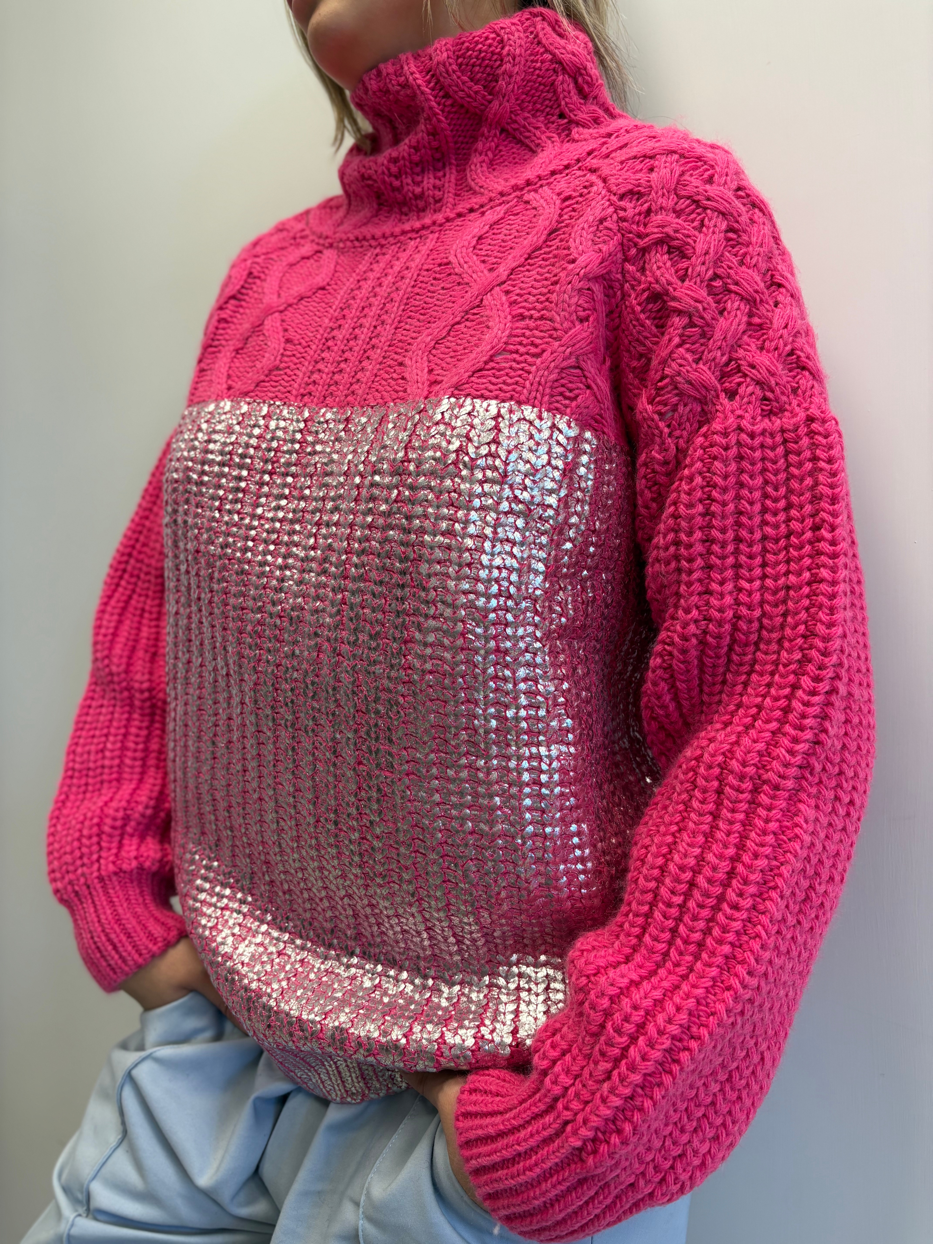 GAELLE MAGLIONE COLLO ALTO ROSA