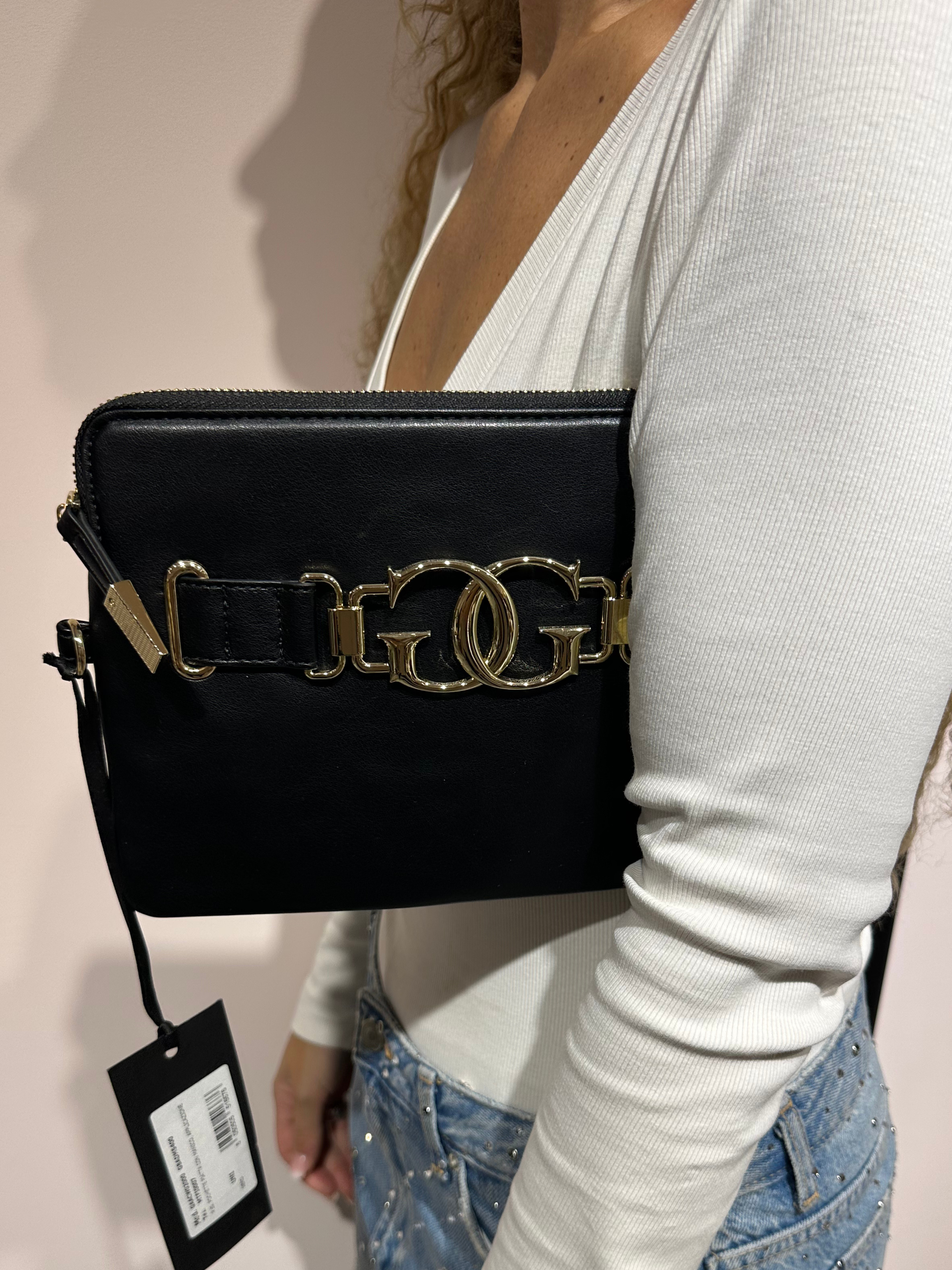GAELLE POCHETTE NERA CON INSERTI ORO DOUBLE GG