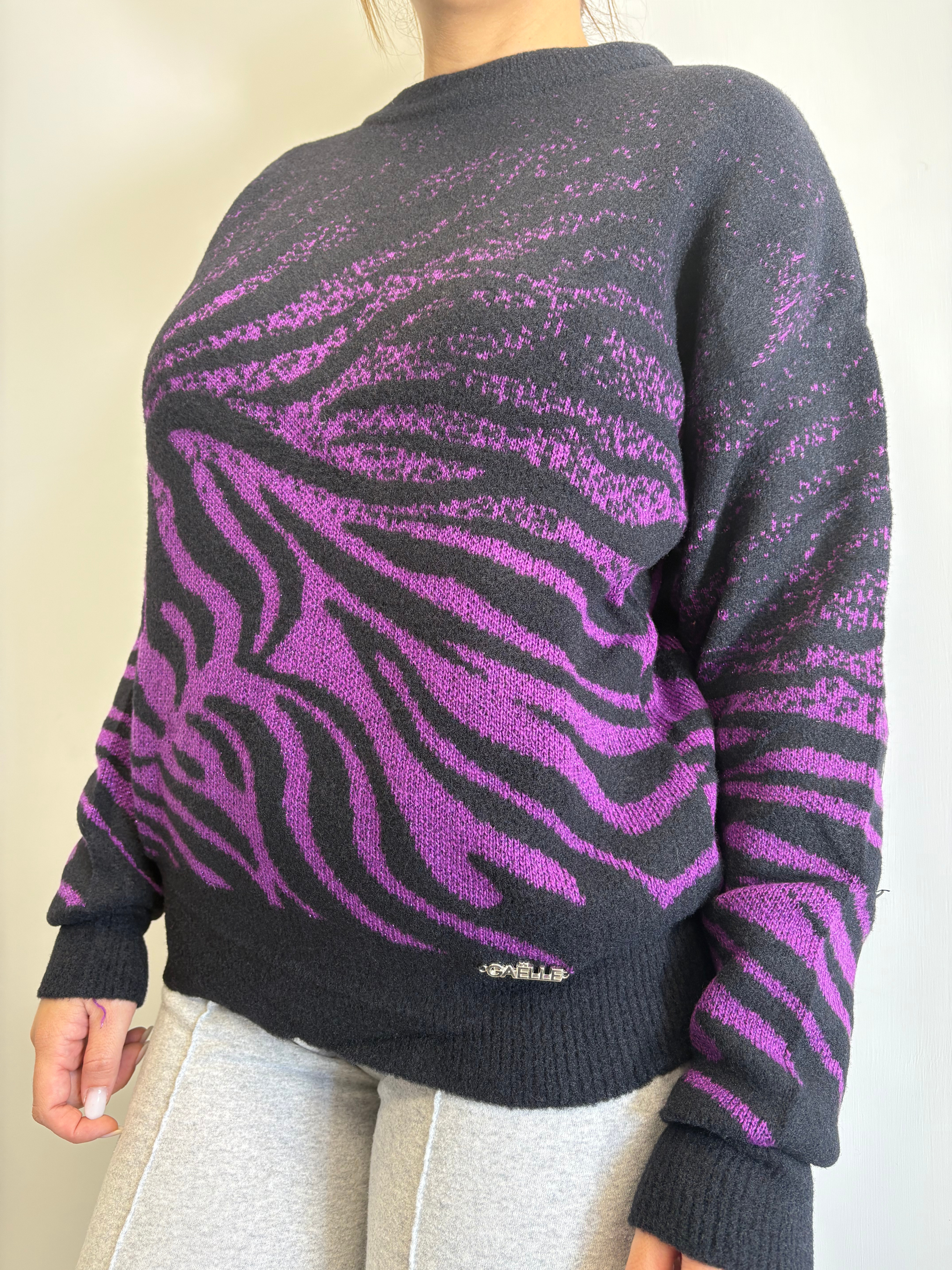 GAELLE MAGLIONE VIOLA E NERO