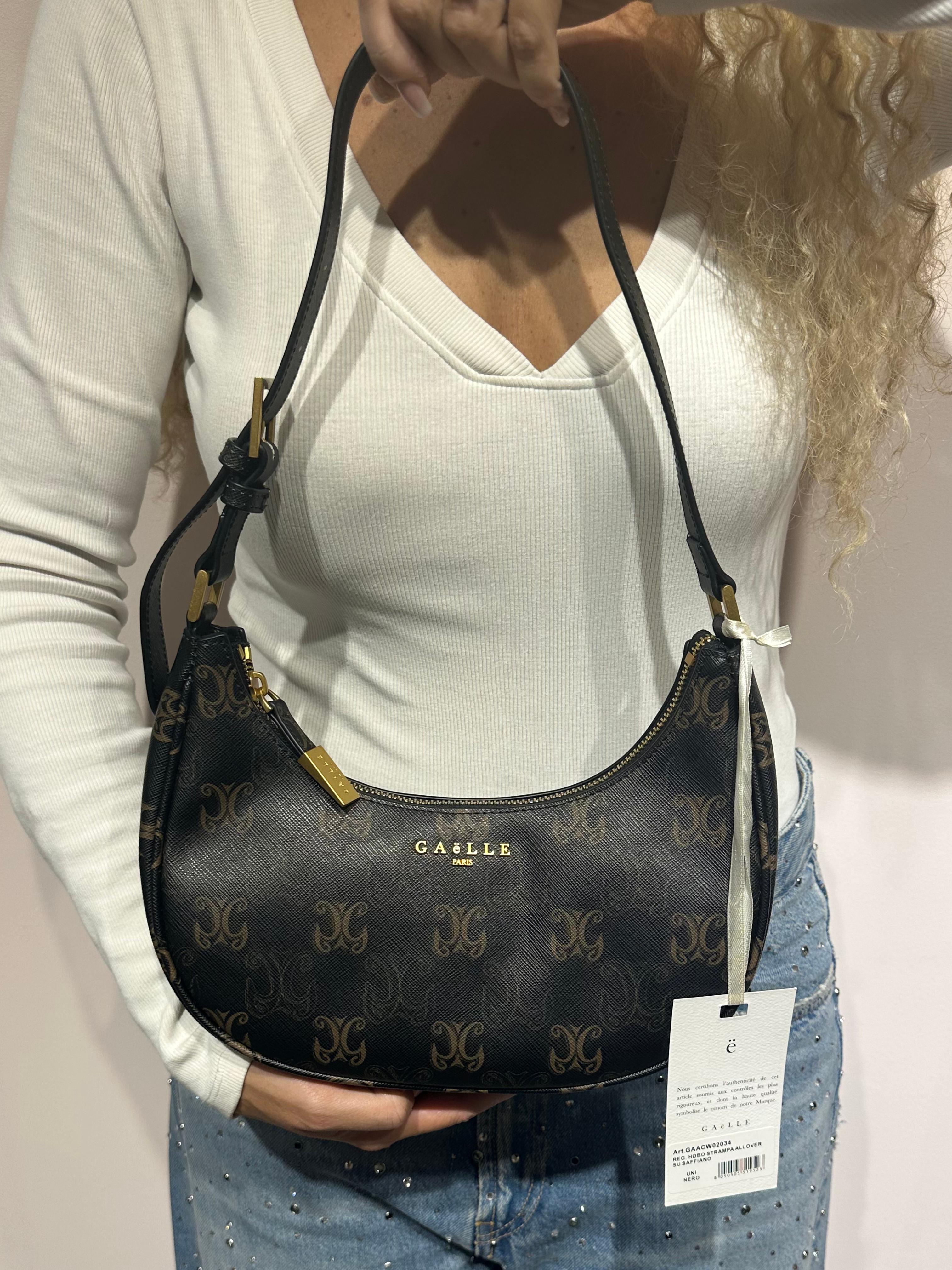 GAELLE BORSA MEZZA LUNA STAMPA ALL OVER SAFFIANO