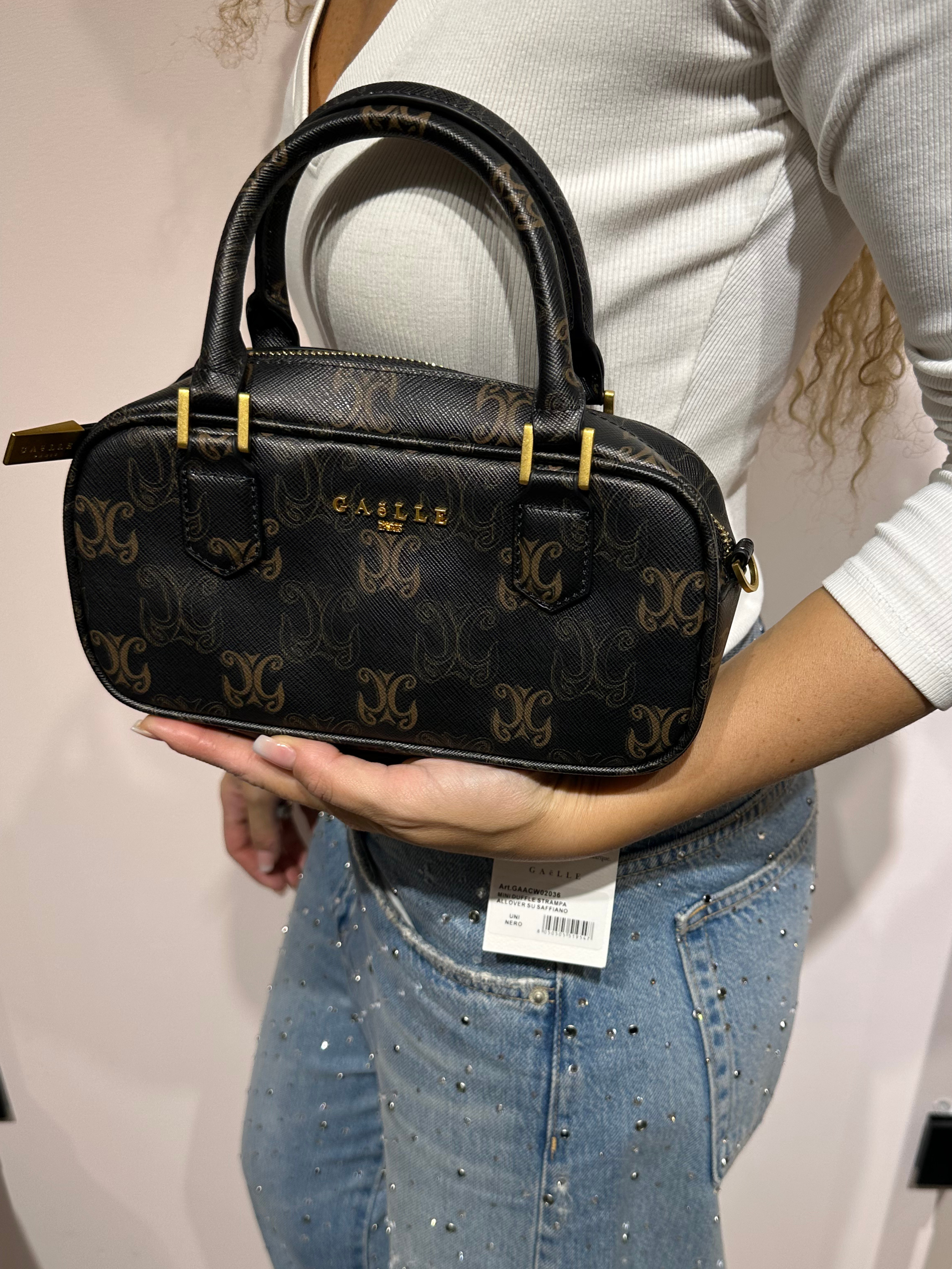 GAELLE POCHETTE CON STAMPA E INSERTI ORO