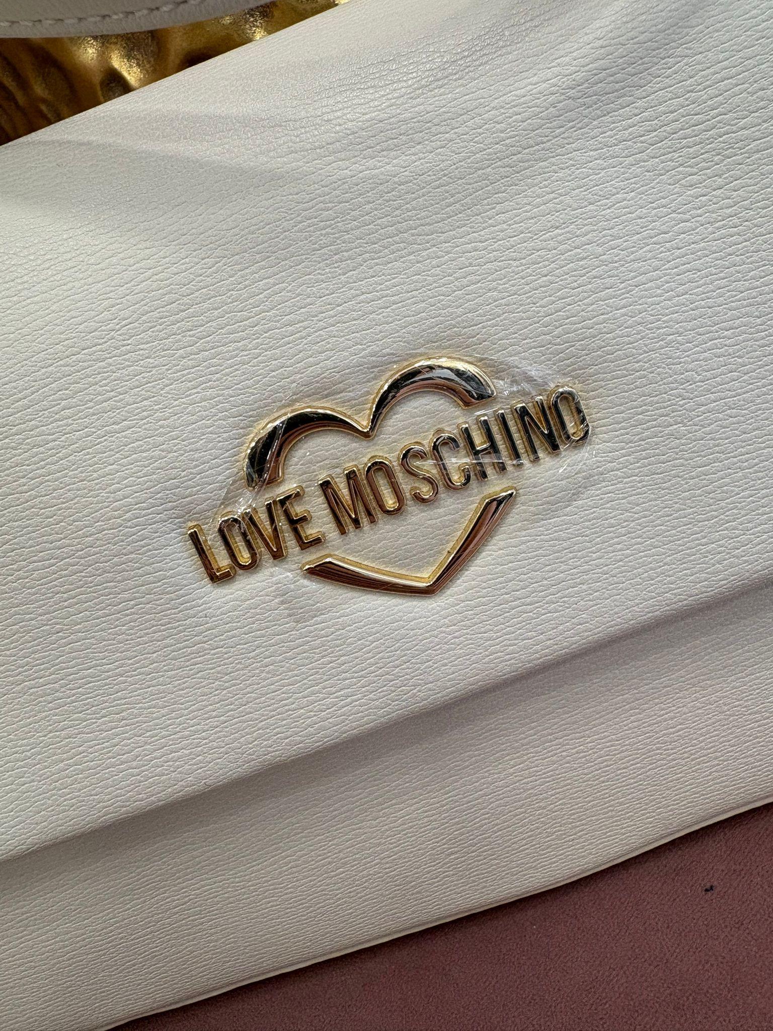 Love Moschino Borsa Avorio con Logo Oro al Centro
