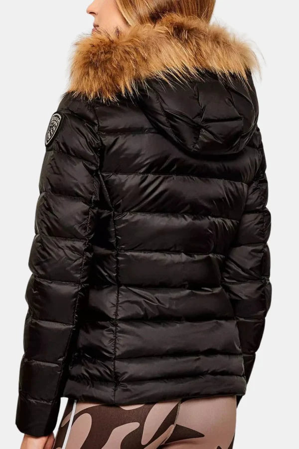 Piumino Blauer corto con cappuccio in pelliccia