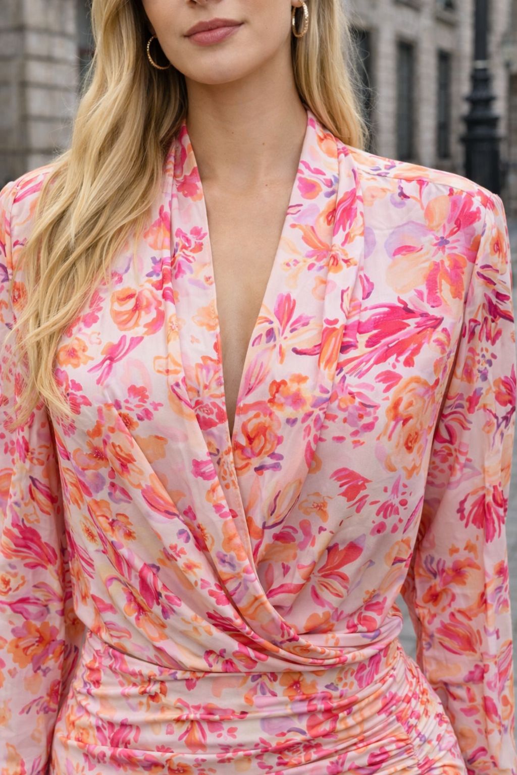 CAMICIA A BODY MAR DE MARGARITAS IN RASO FANTASIA