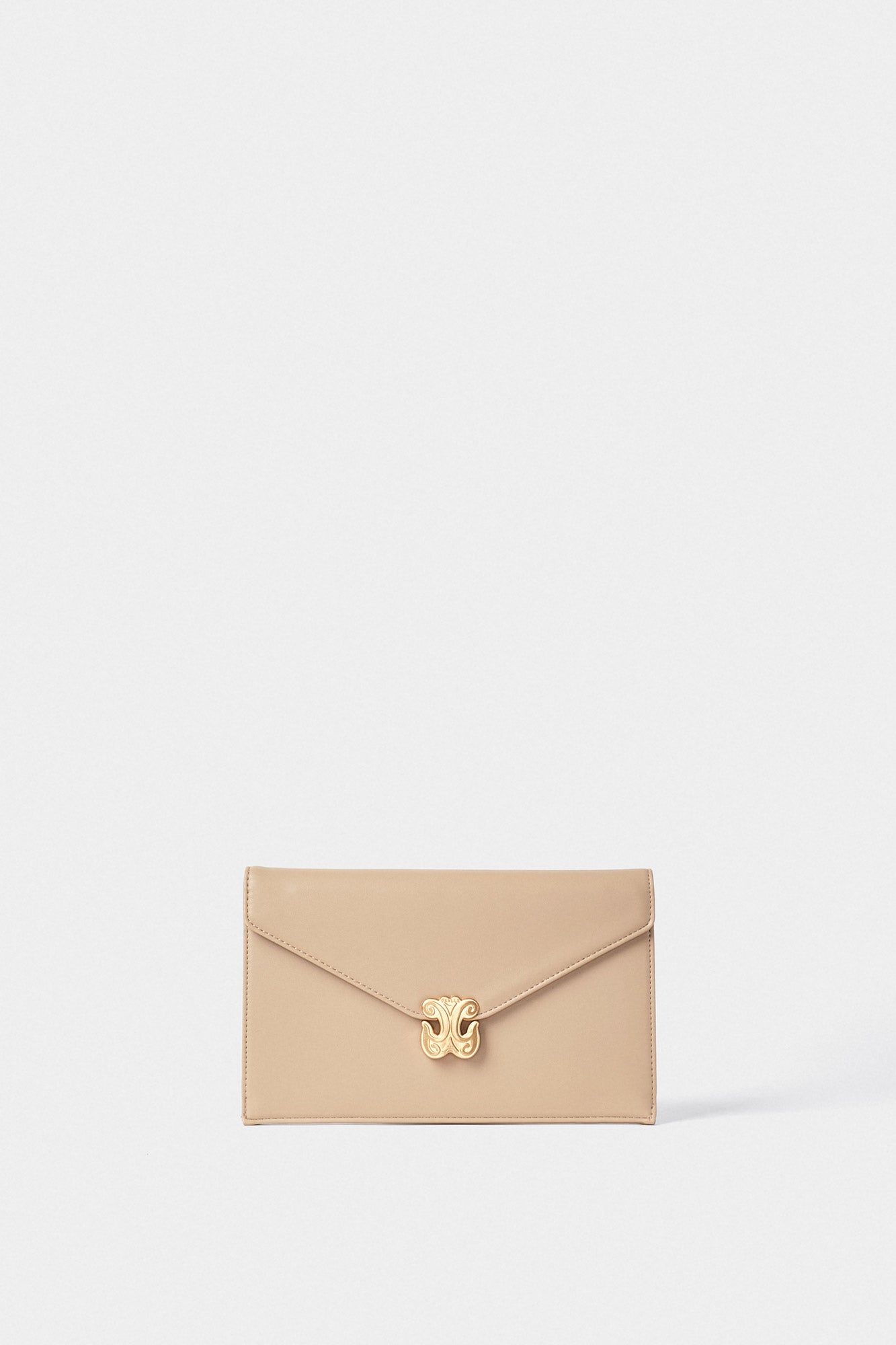 GAELLE POCHETTE BEIGE CON INSERTI ORO