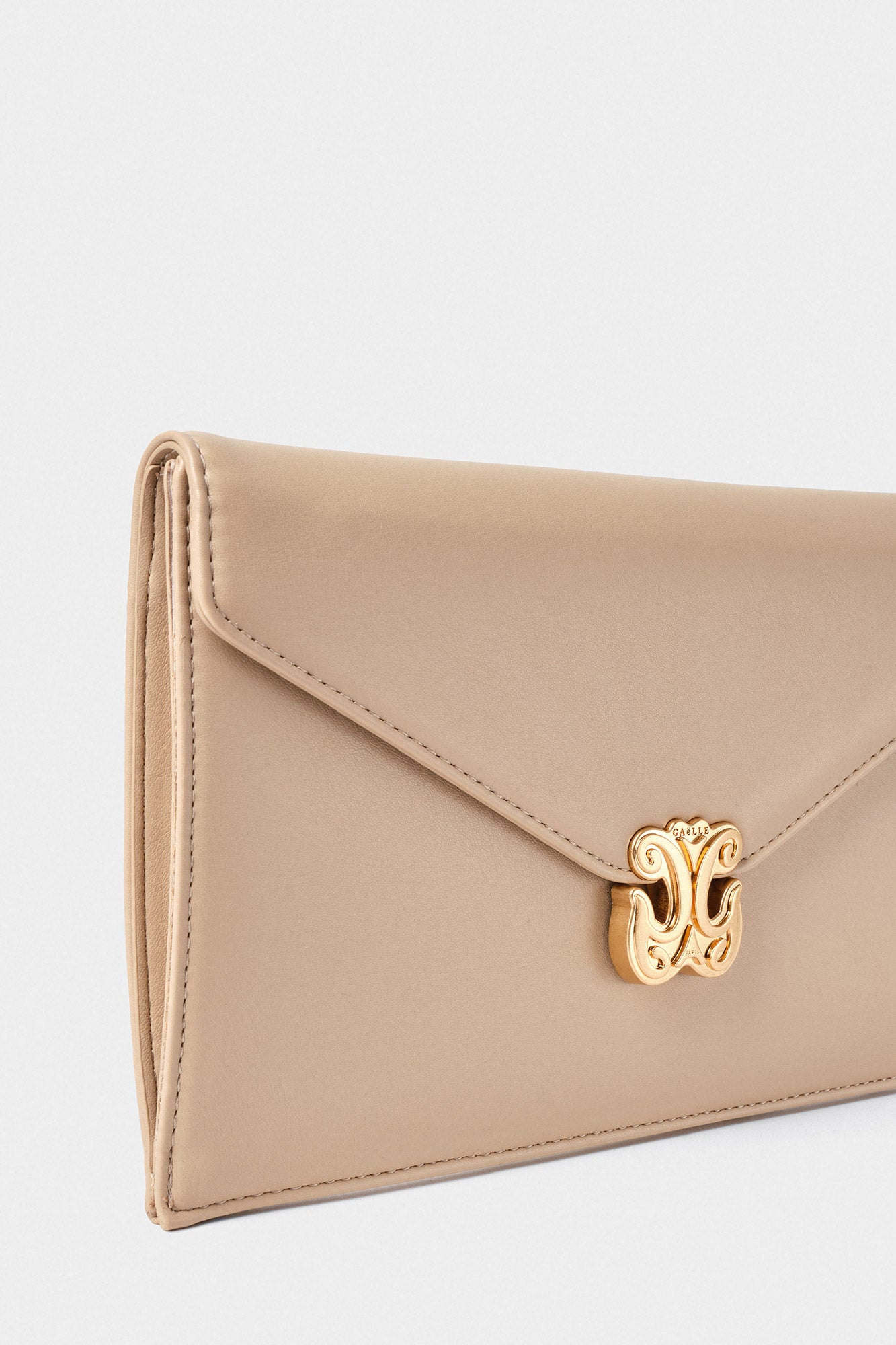 GAELLE POCHETTE BEIGE CON INSERTI ORO