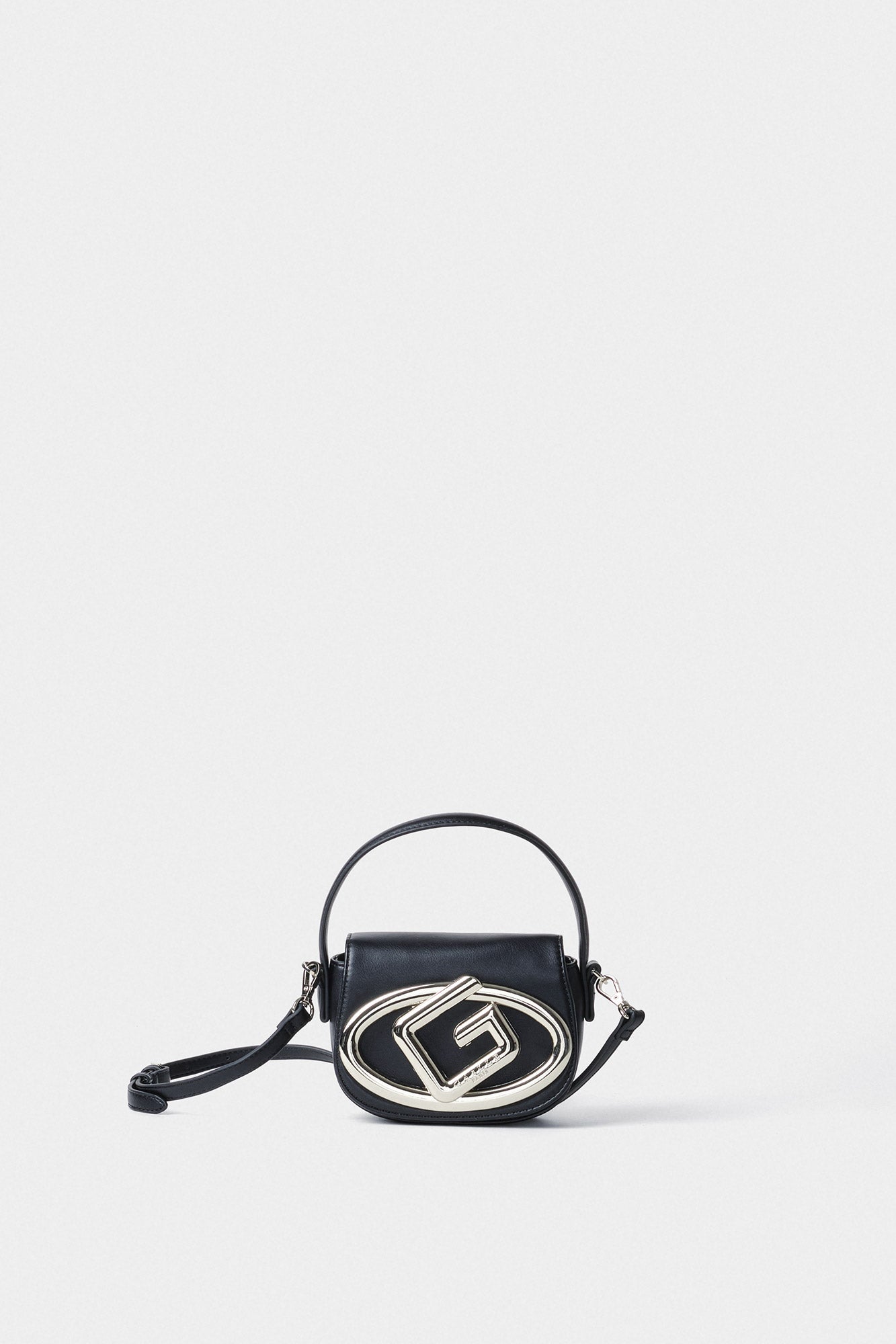 GAELLE BORSA SHOULDER STRAP MAXI G NERA CON INSERTI ARGENTO