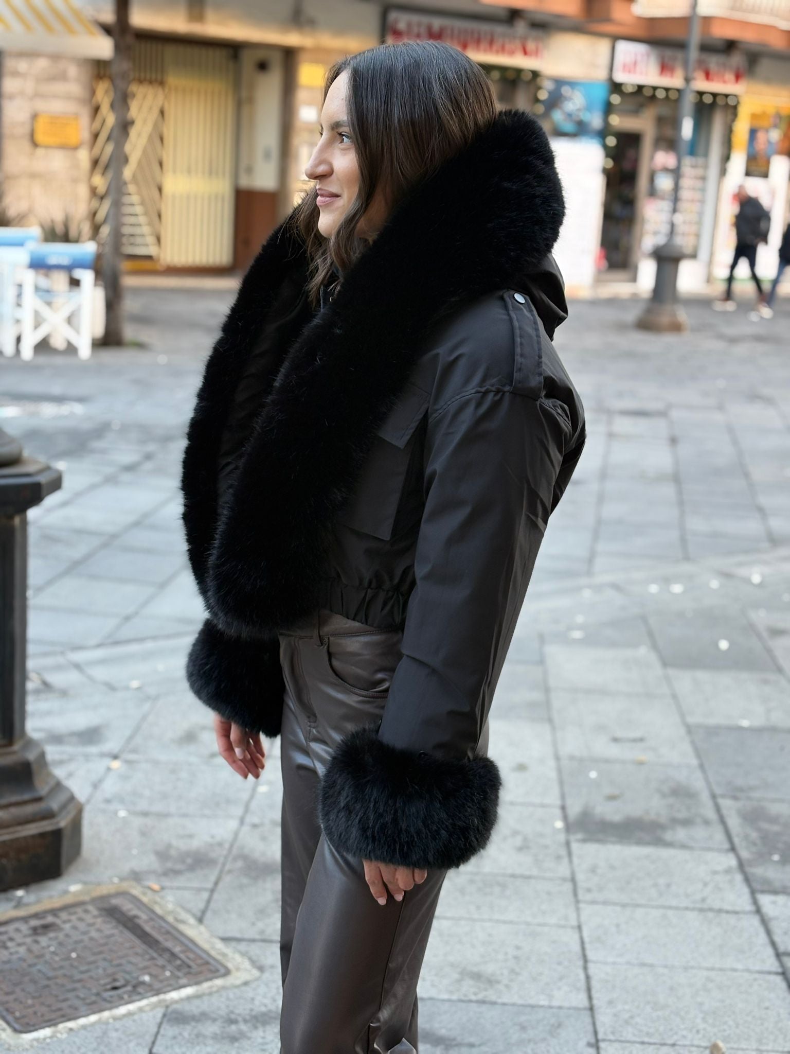 Piumino SoyeCo corto con pelliccia