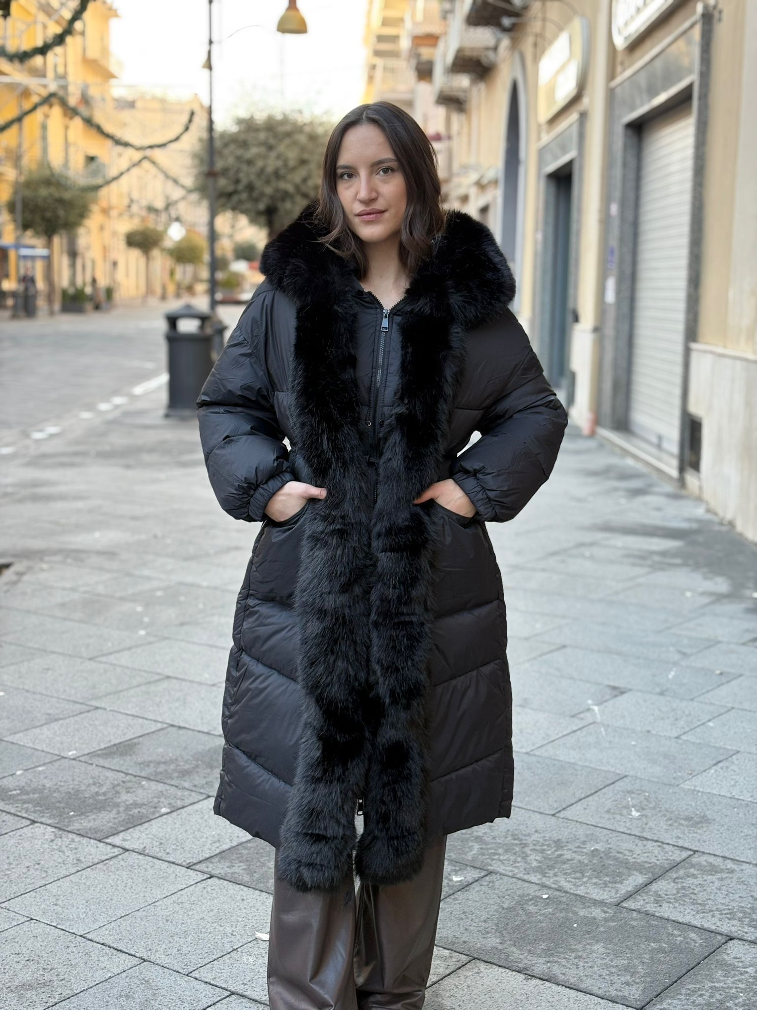 Piumino Flammode lungo con pelliccia