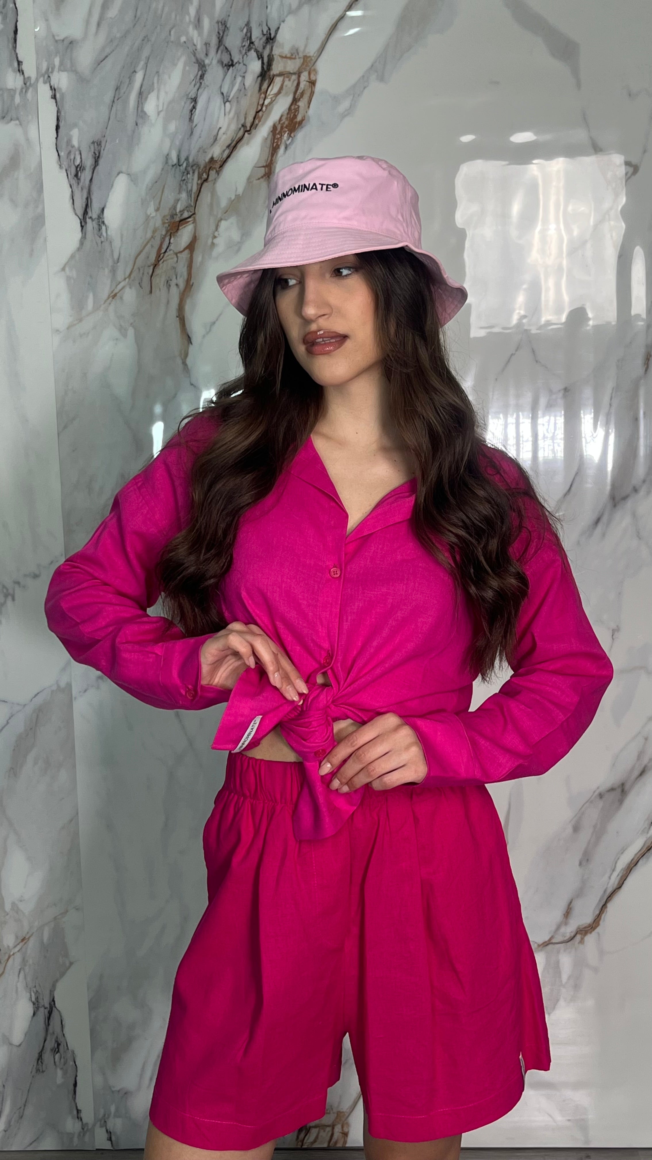 HINNOMINATE Camicia con tasca in lino