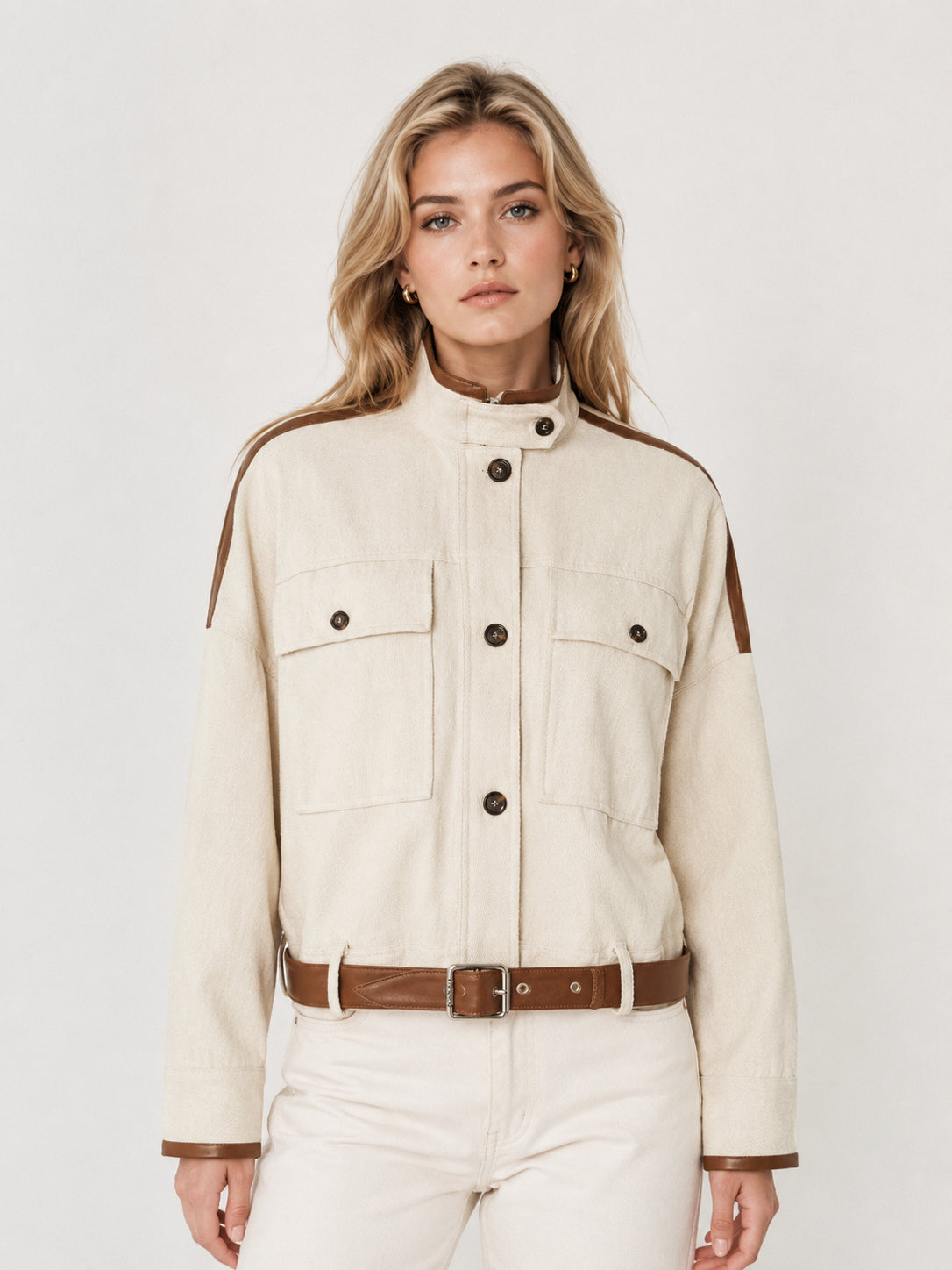 BLOUSON PINKO BABILONIA CROP CON CINTURA