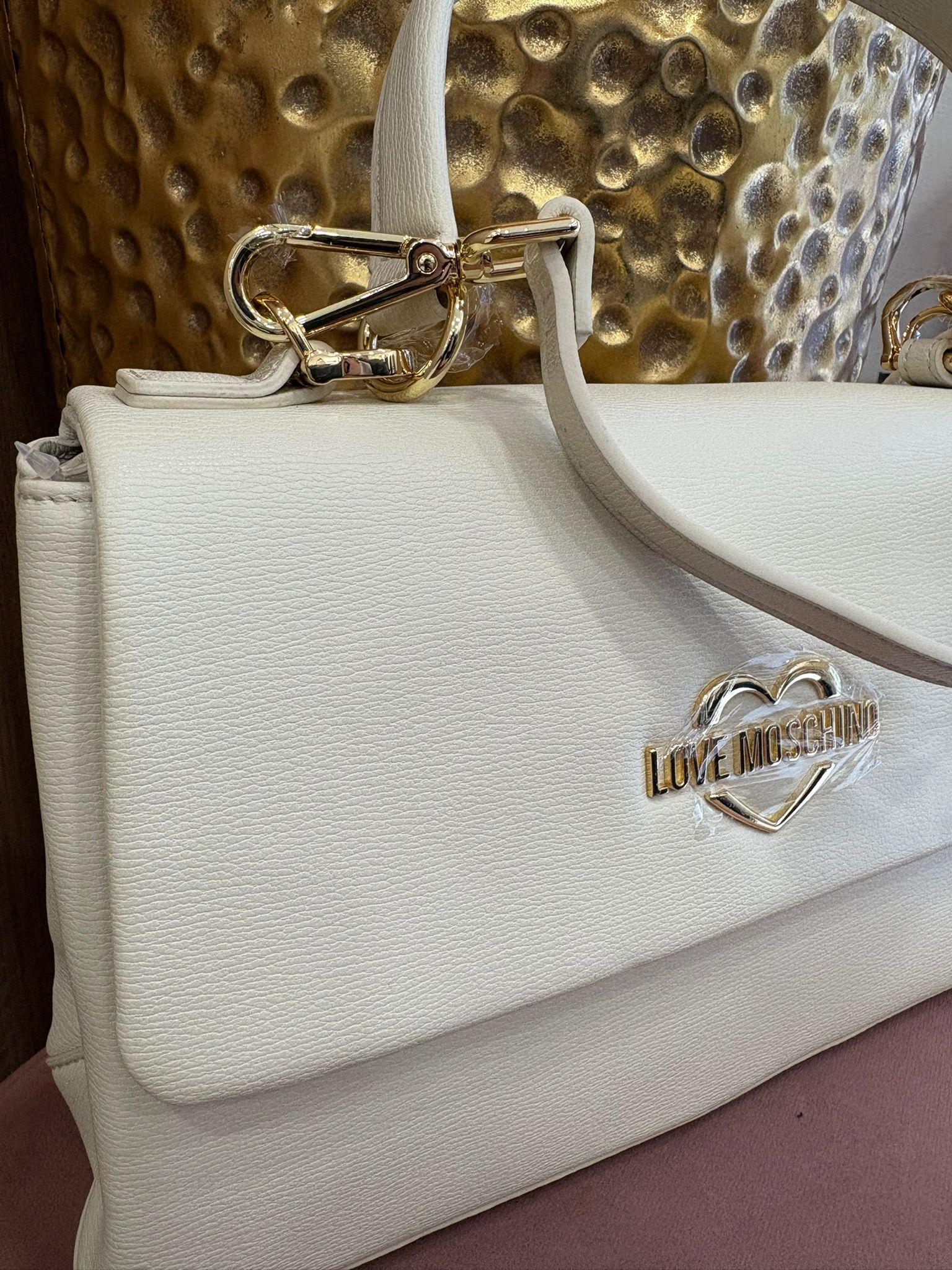 Love Moschino Borsa Avorio con Logo Oro al Centro