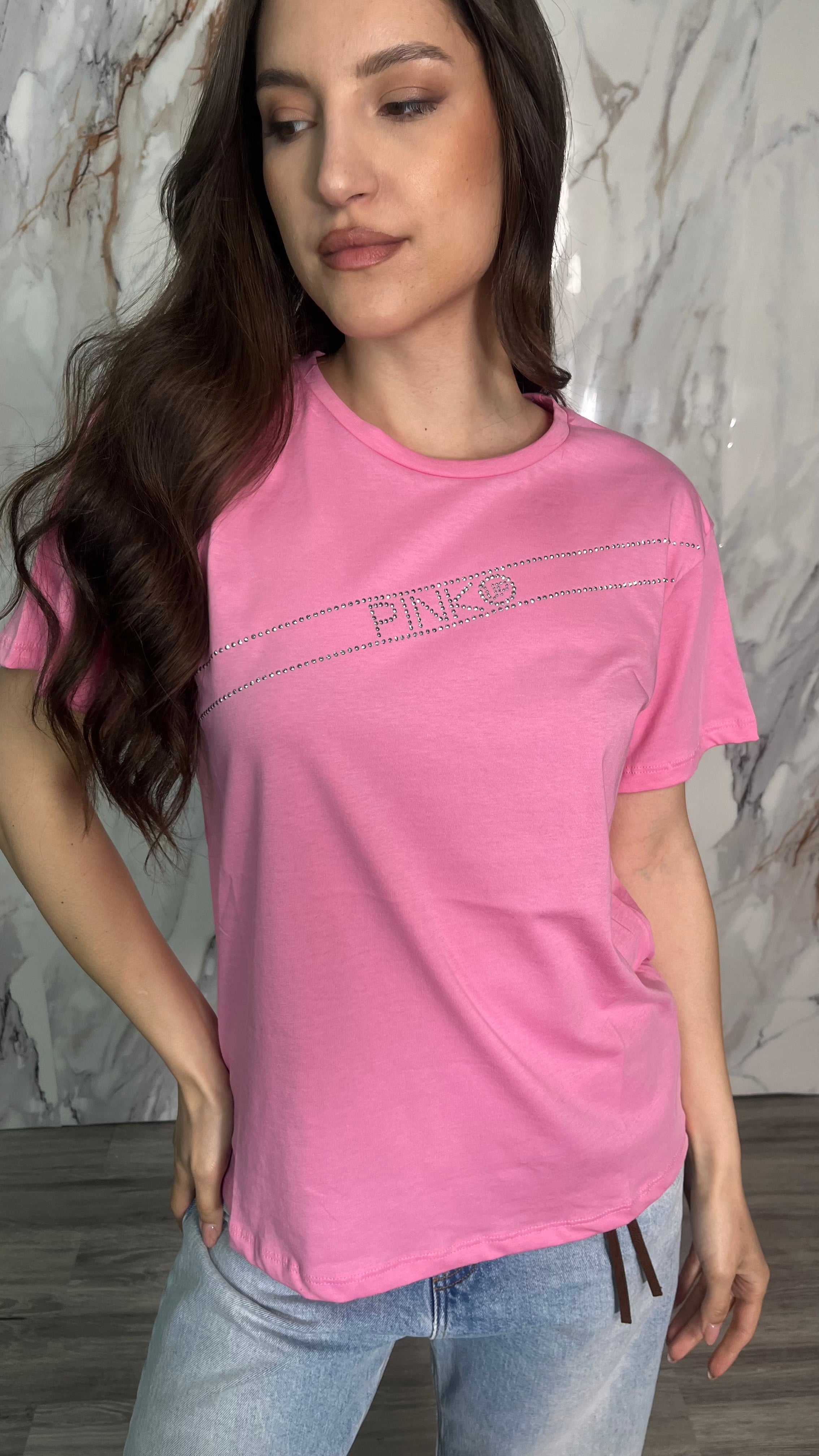 PINKO T-shirt con strass
