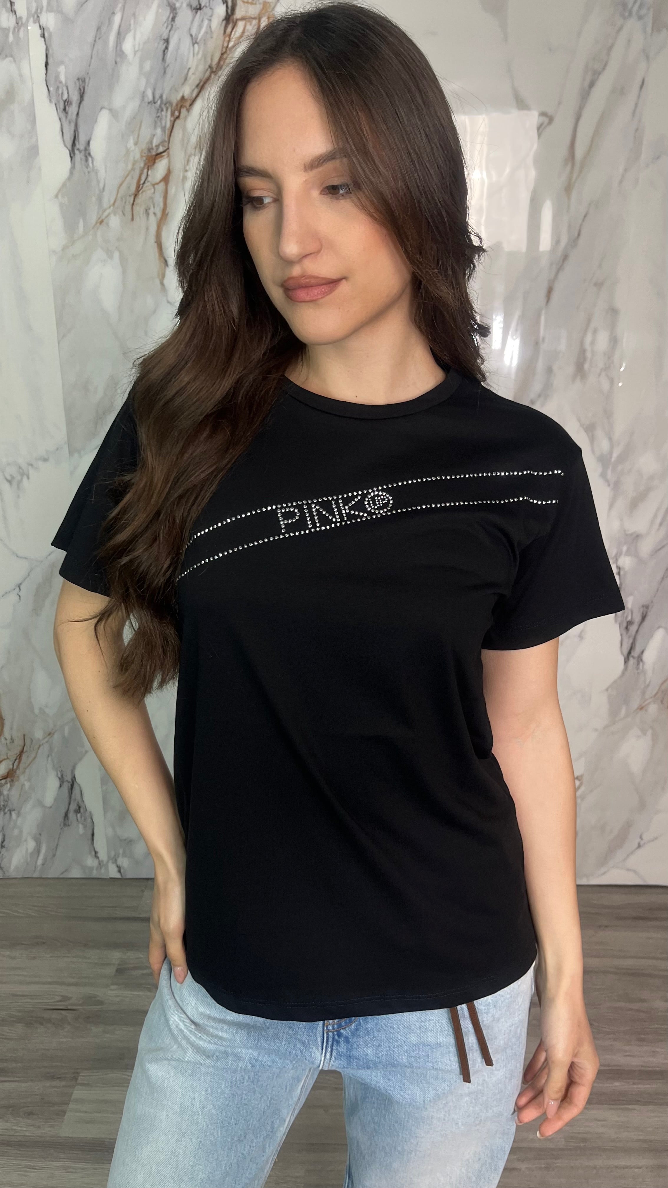 PINKO T-shirt con strass