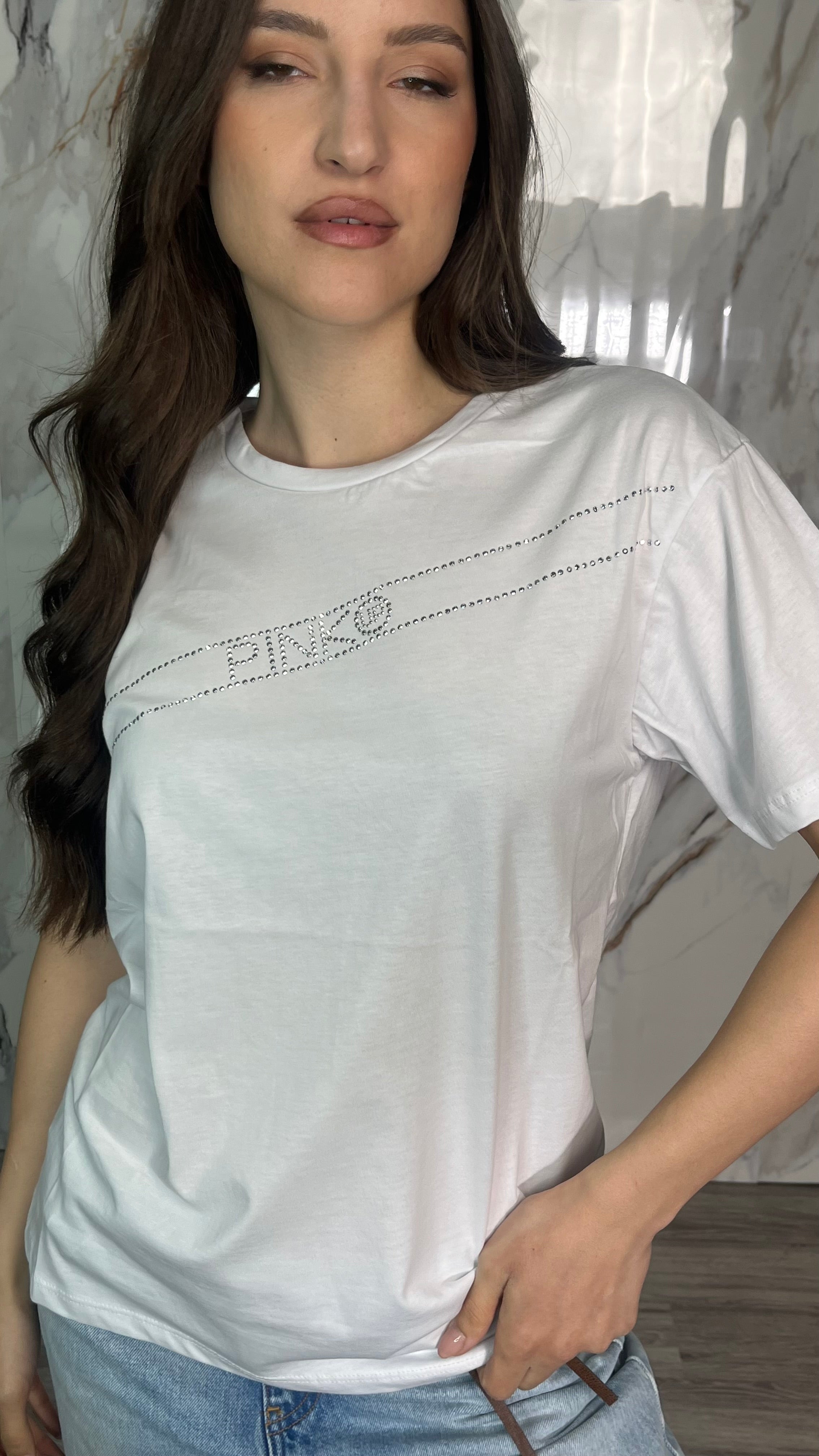 PINKO T-shirt con strass
