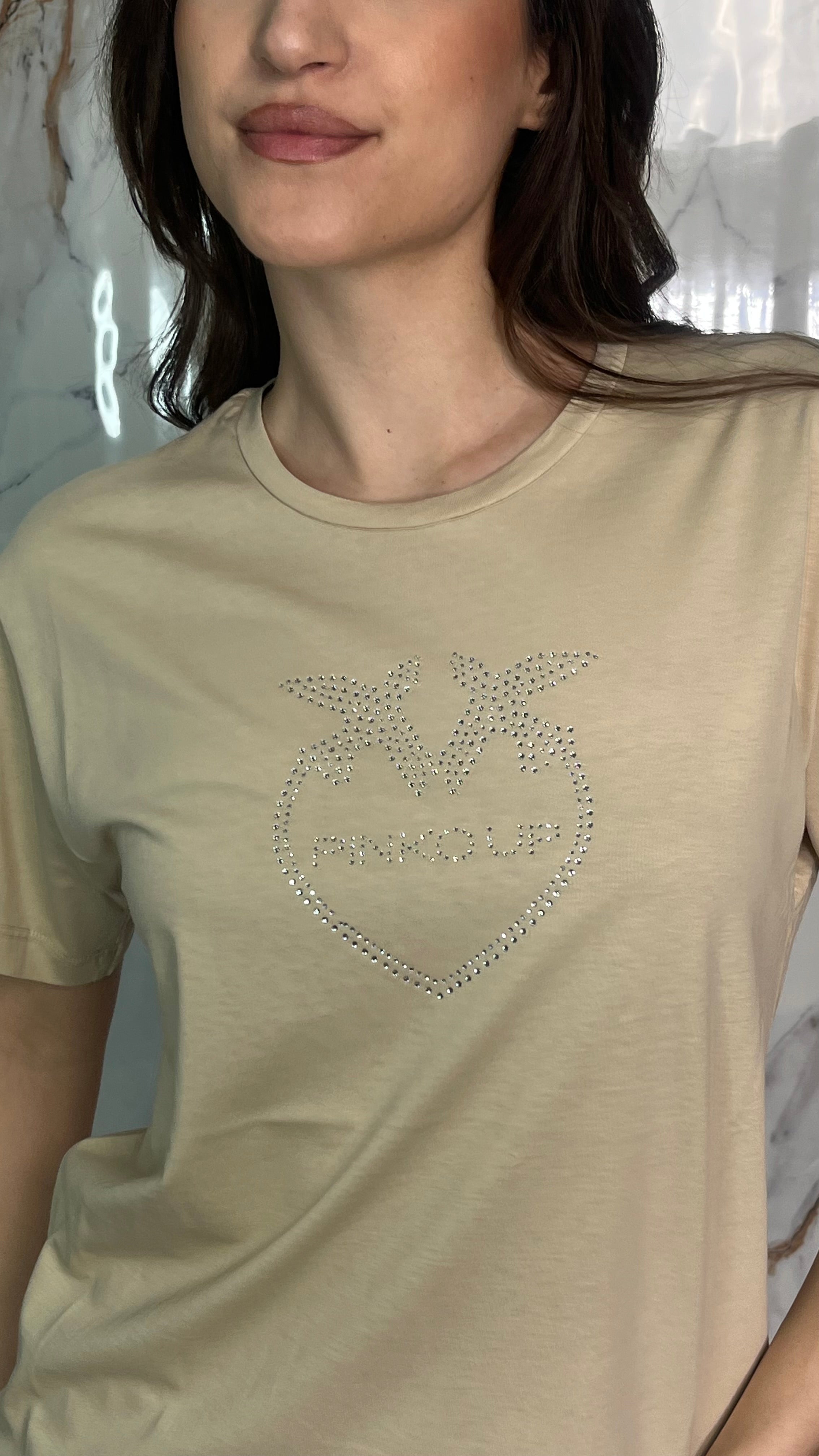 PINKO T-shirt heart strass