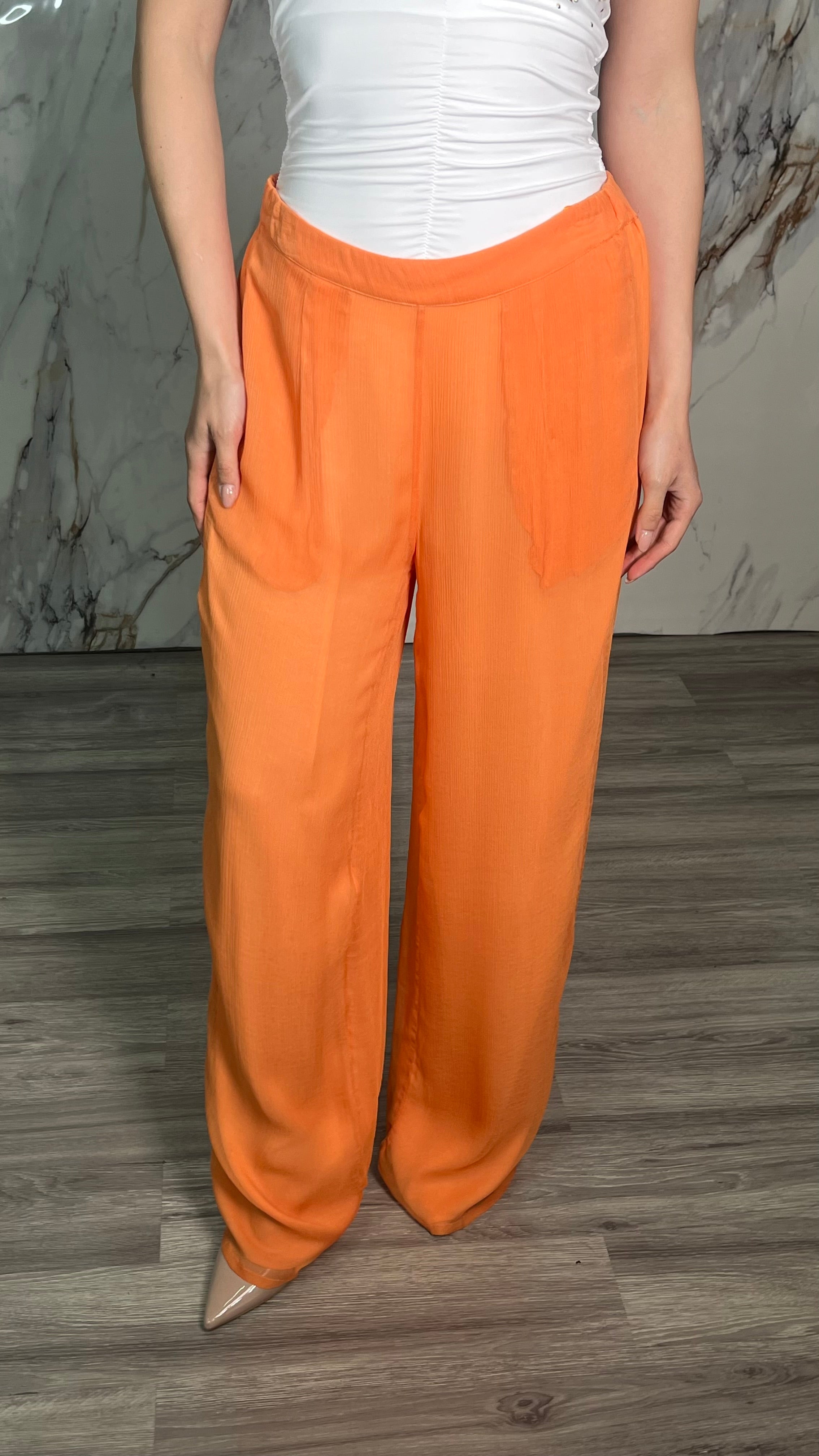 VICOLO Pantalone in georgette groffata
