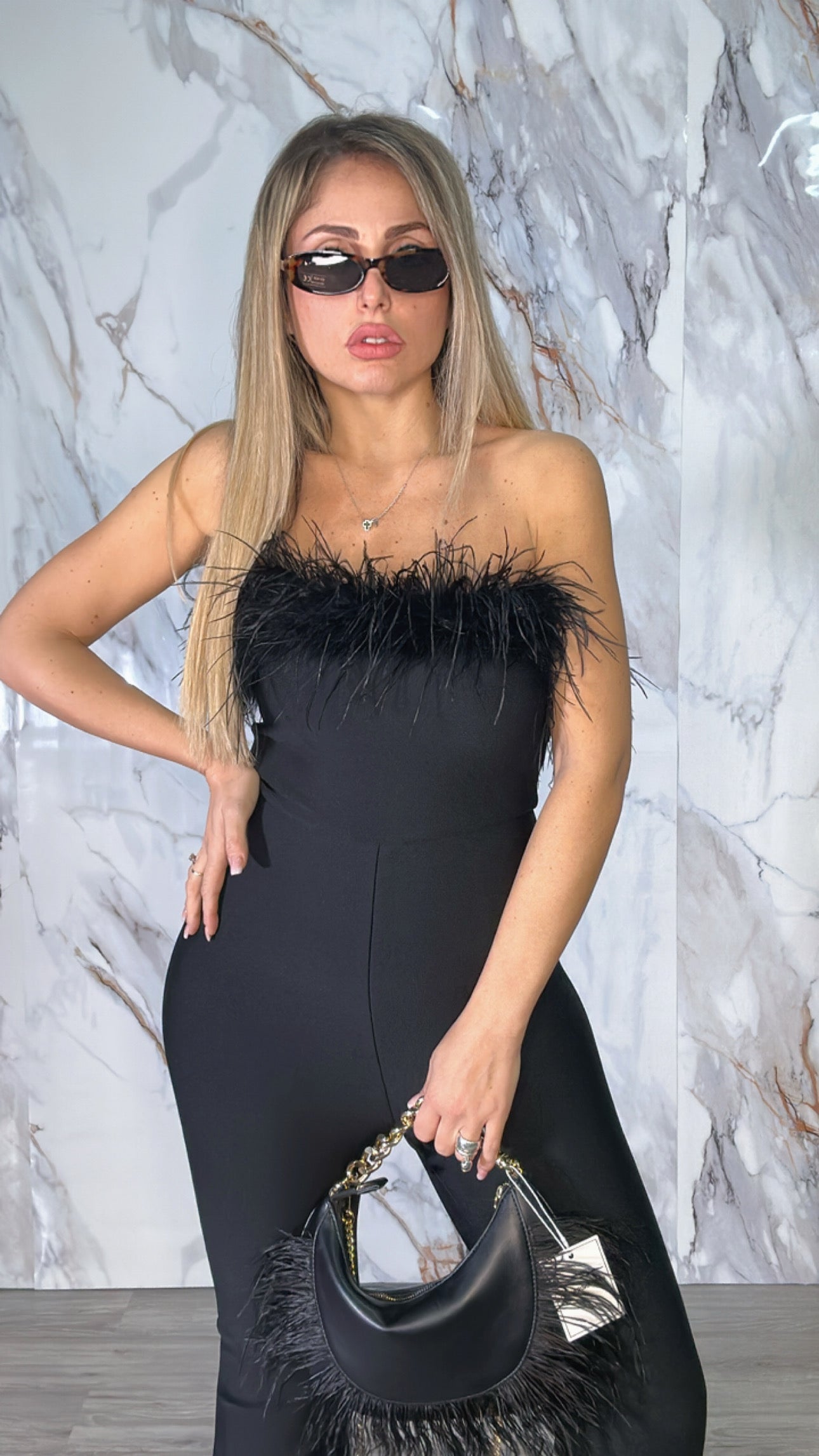 JUMPSUIT BANDAGE PIUME ELLIS