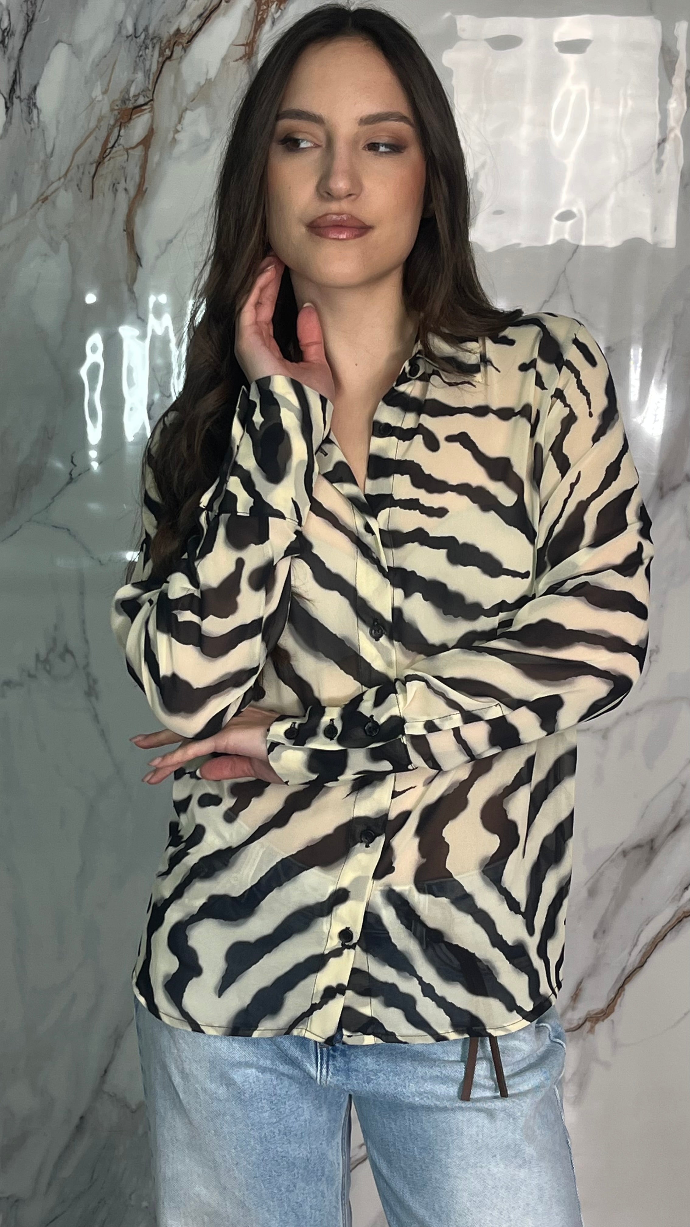 MAR DE MARGARITAS Camicia in georgette fantasia zebrata
