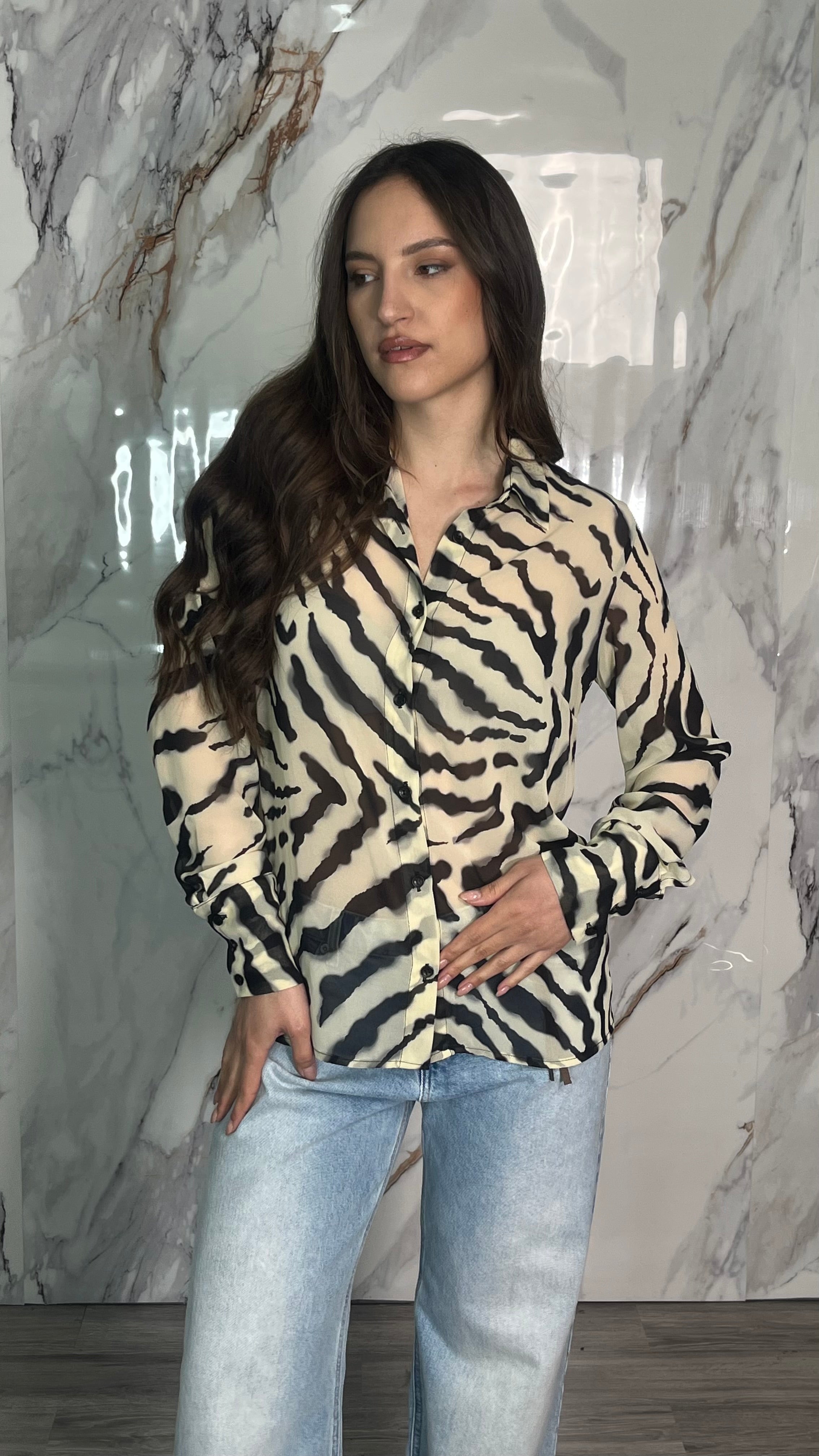 MAR DE MARGARITAS Camicia in georgette fantasia zebrata