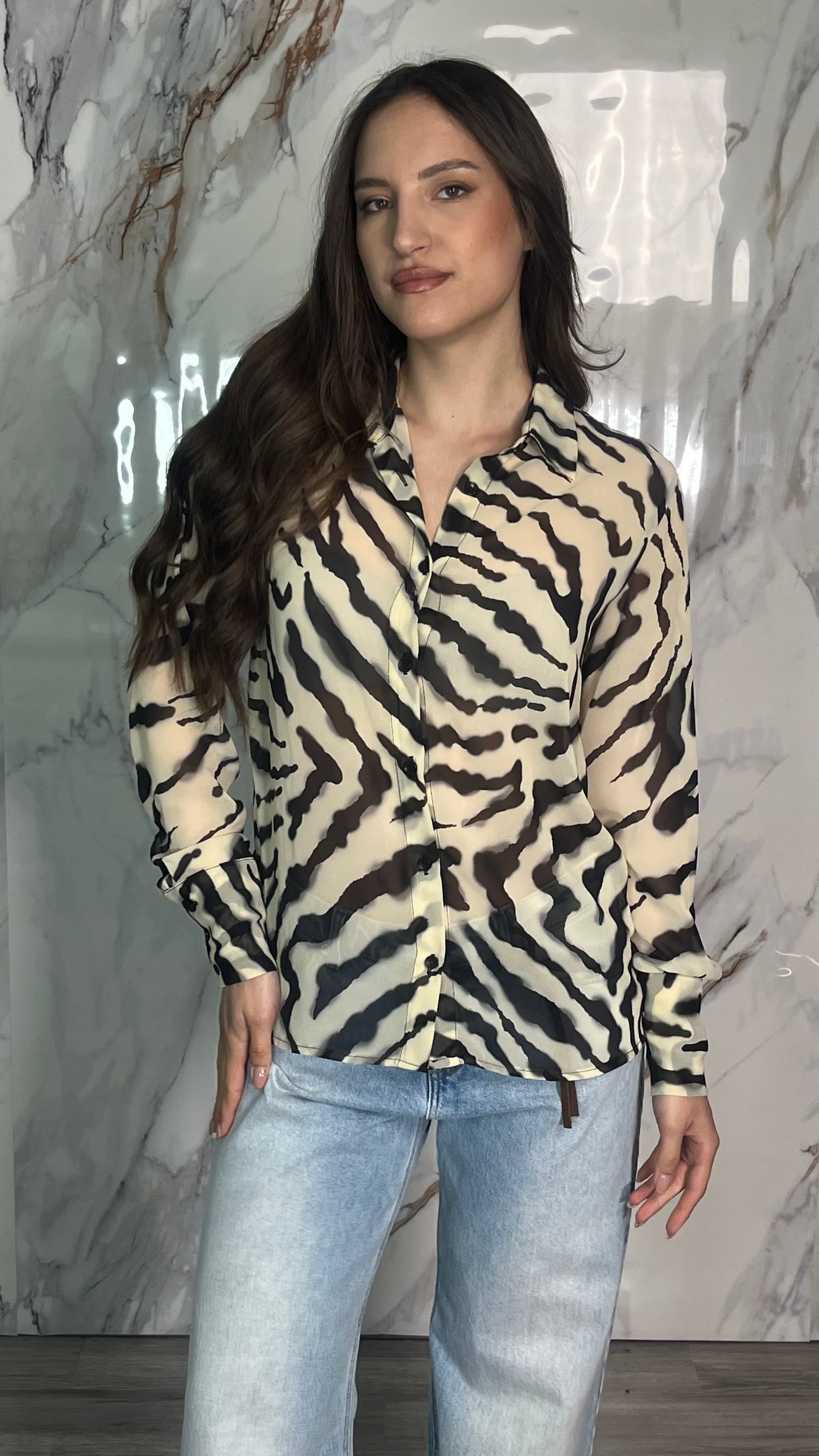 MAR DE MARGARITAS Camicia in georgette fantasia zebrata