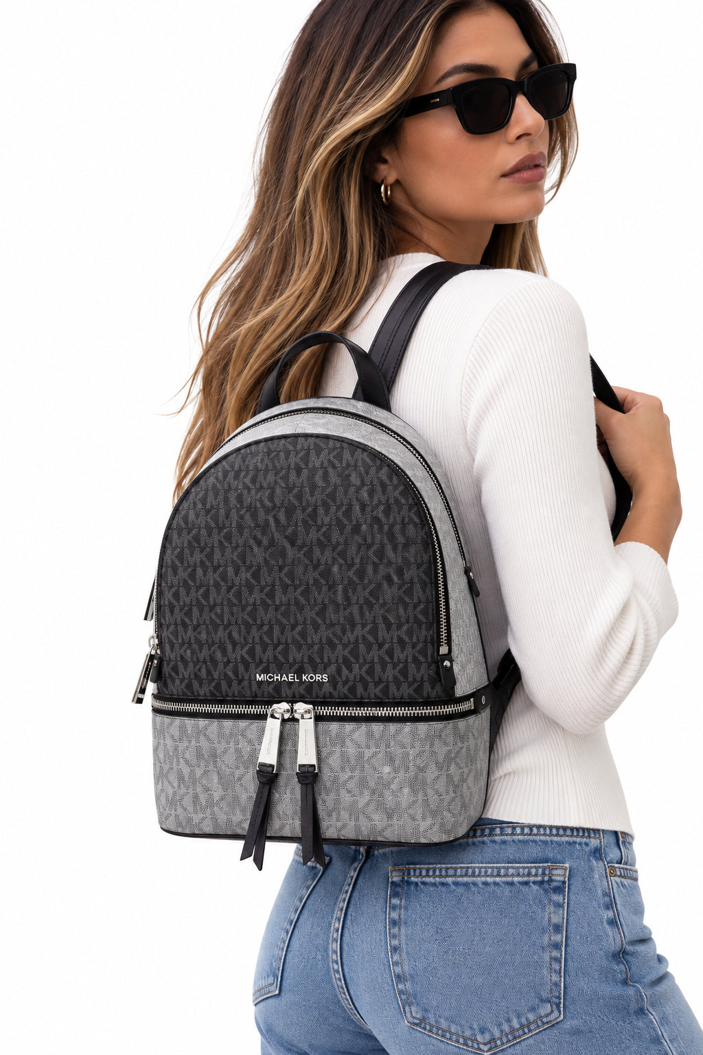 BORSA ZAINO MICHAEL KORS RHEA ZIP SILVER MULTI