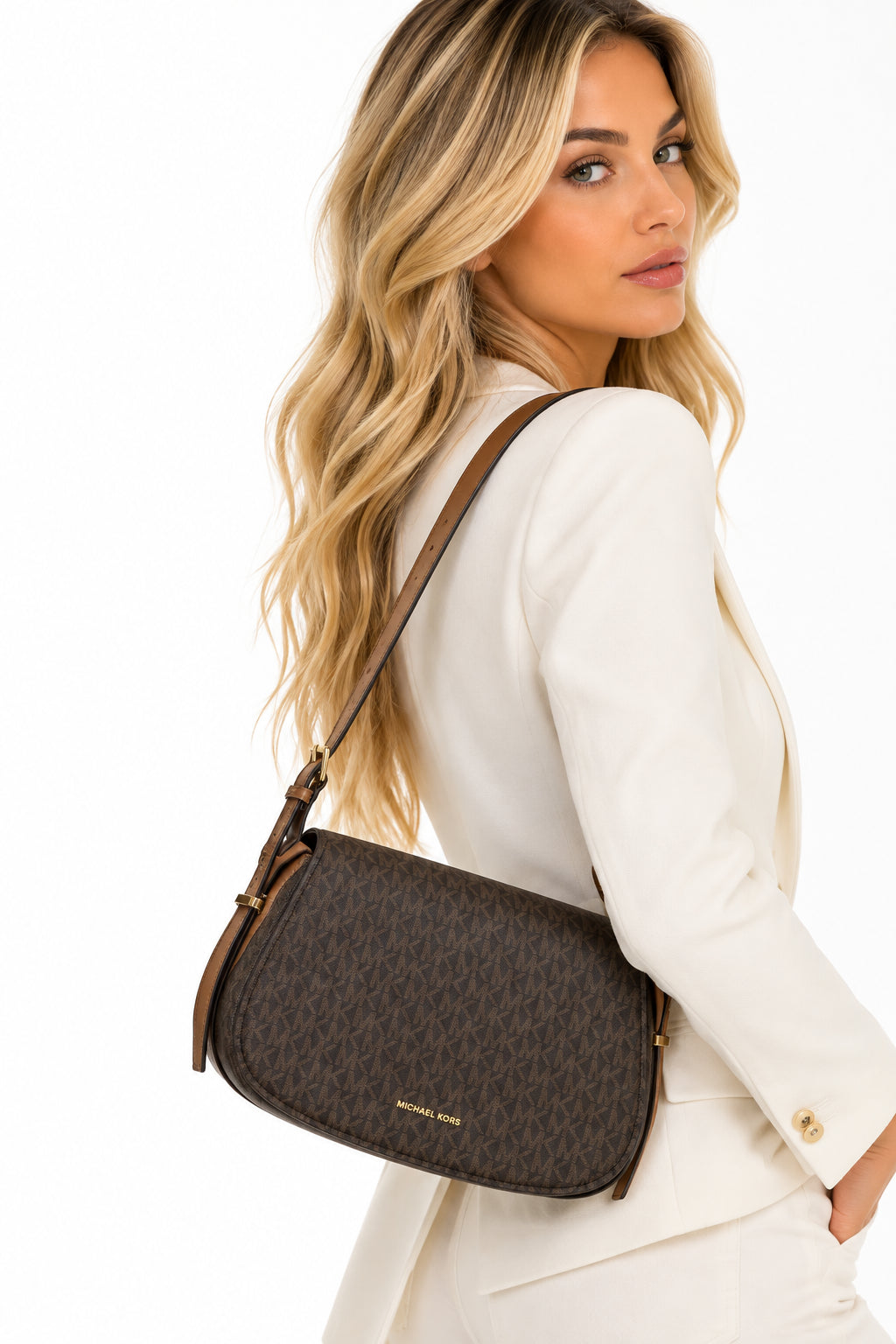 BORSA MICHAEL KORS BRN/ACORN MD FLAP MESSENGER LYDIA