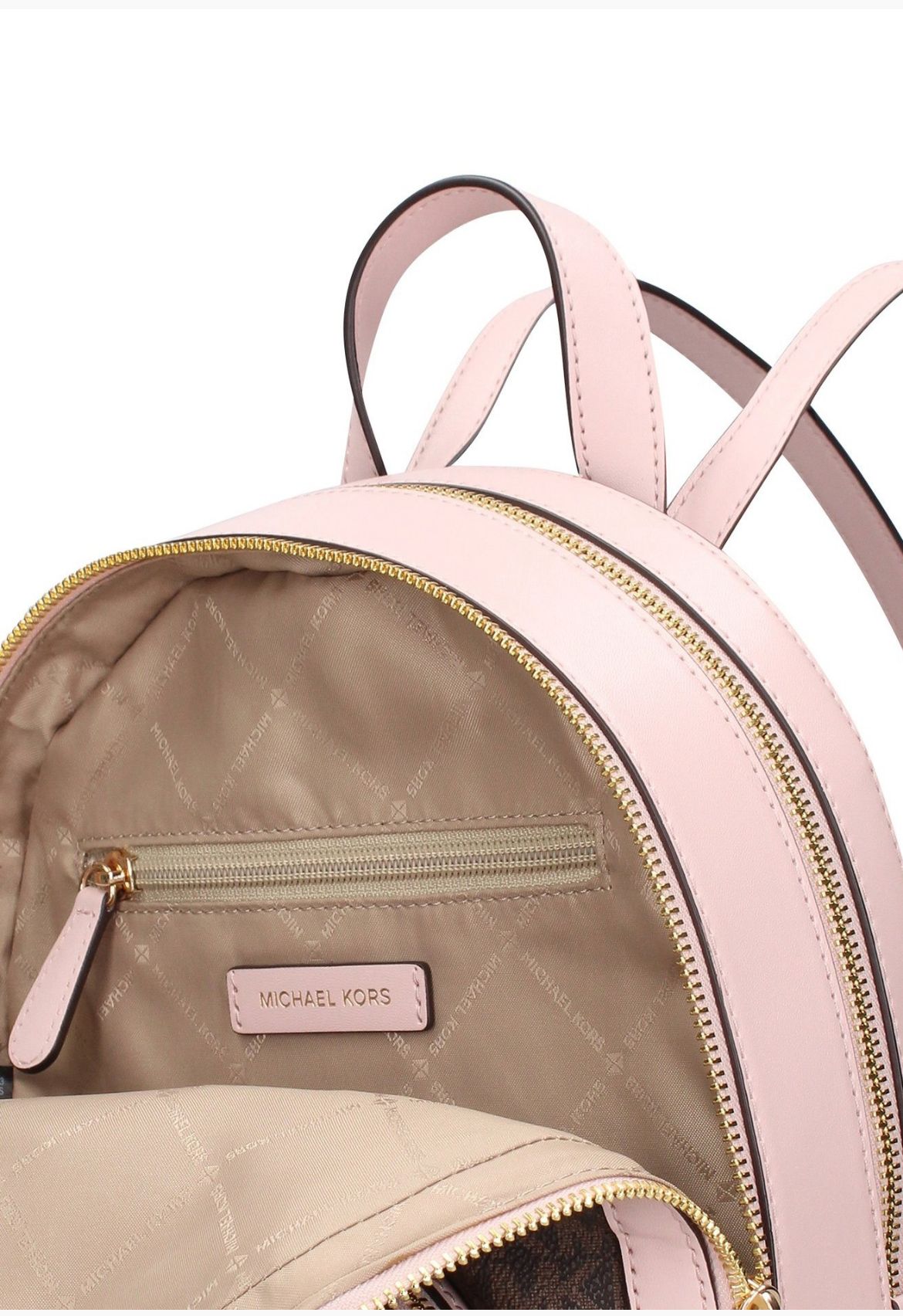 Zainetto Michael Kors con doppia zip oro e logo in oro