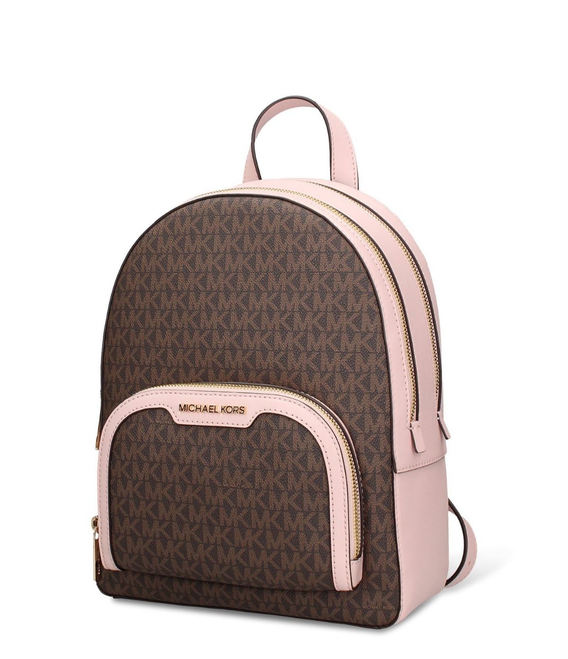 Zainetto Michael Kors con doppia zip oro e logo in oro