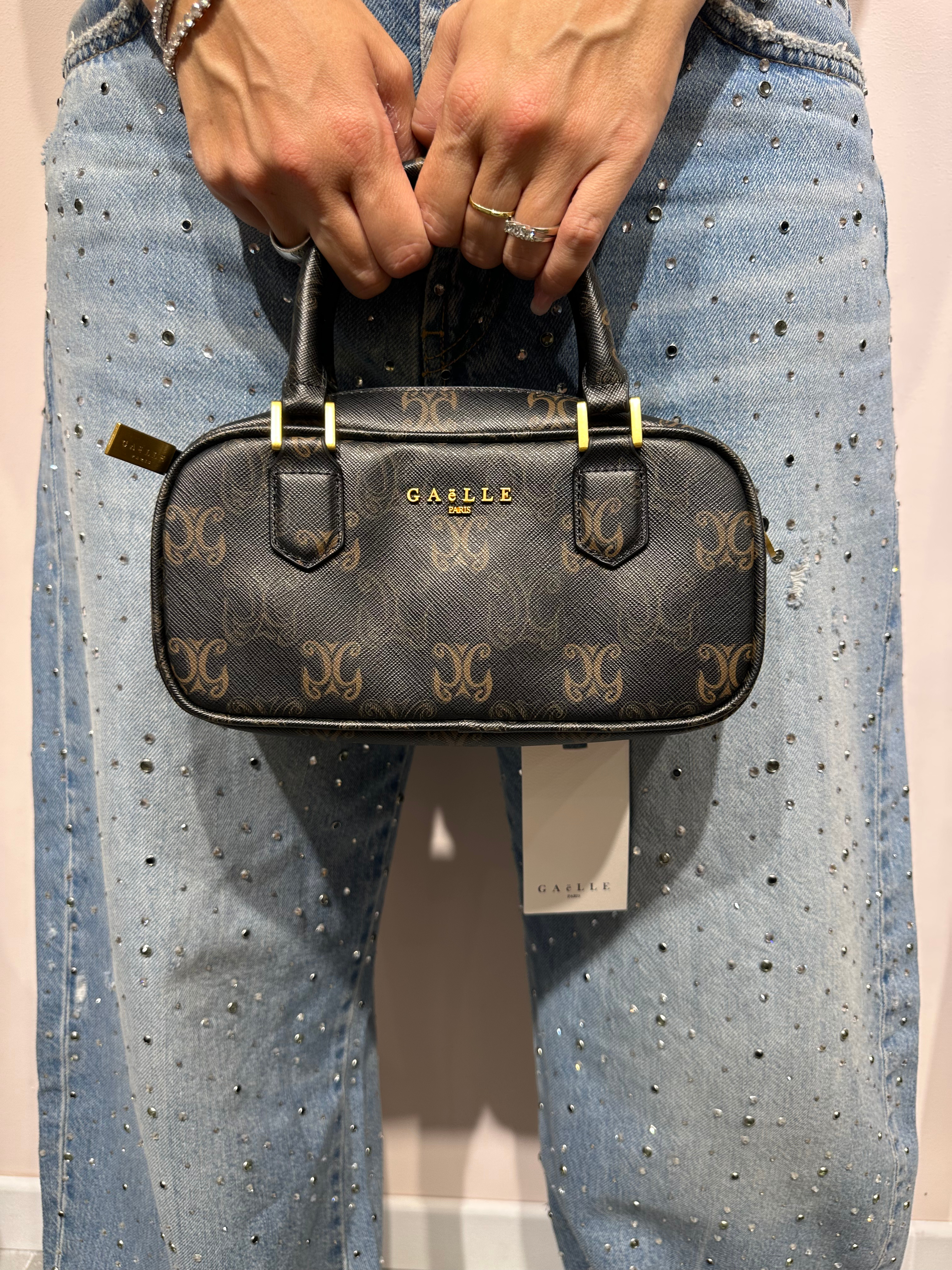 GAELLE POCHETTE CON STAMPA E INSERTI ORO