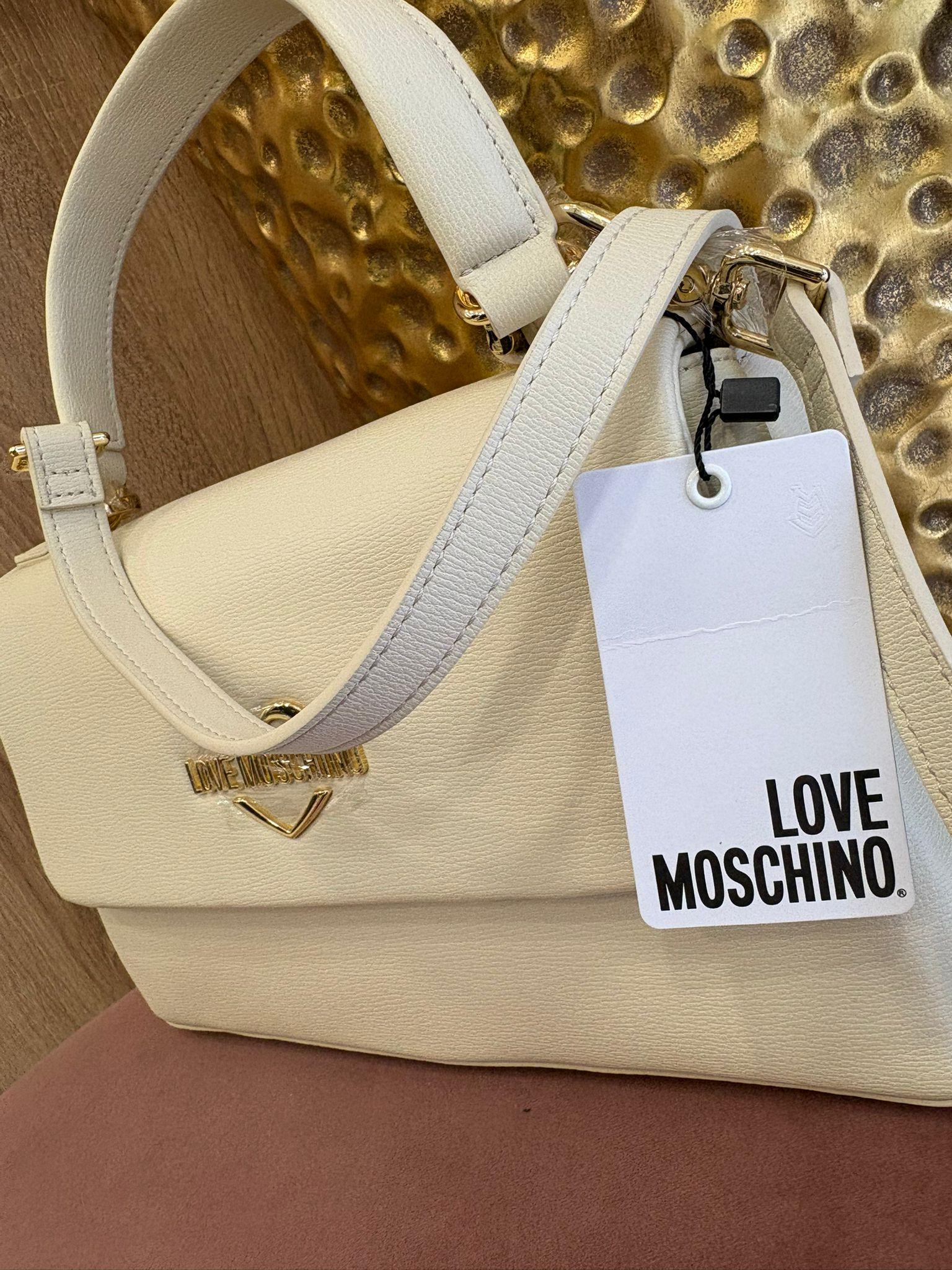 Love Moschino Borsa Avorio con Logo Oro al Centro