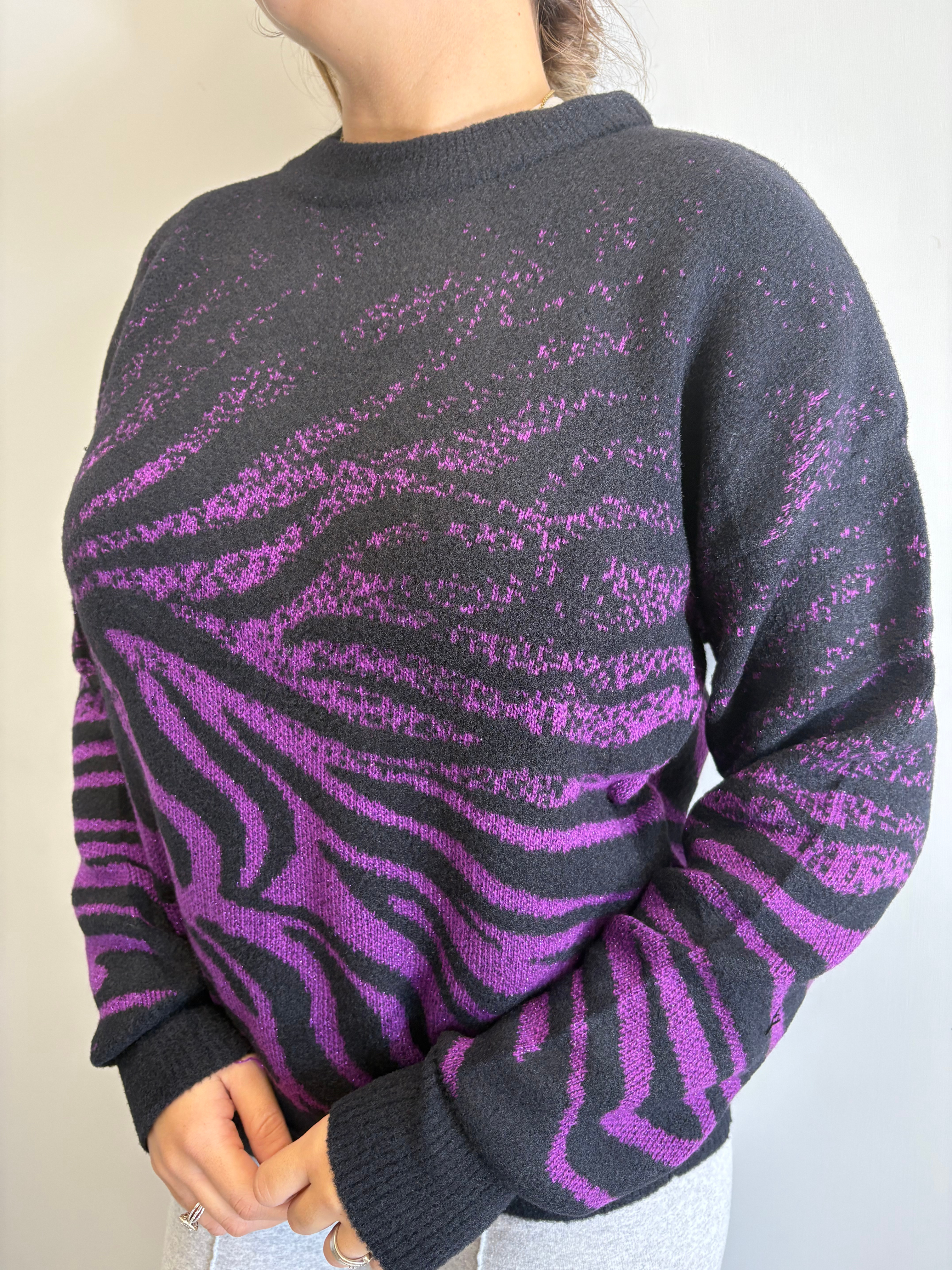 GAELLE MAGLIONE VIOLA E NERO