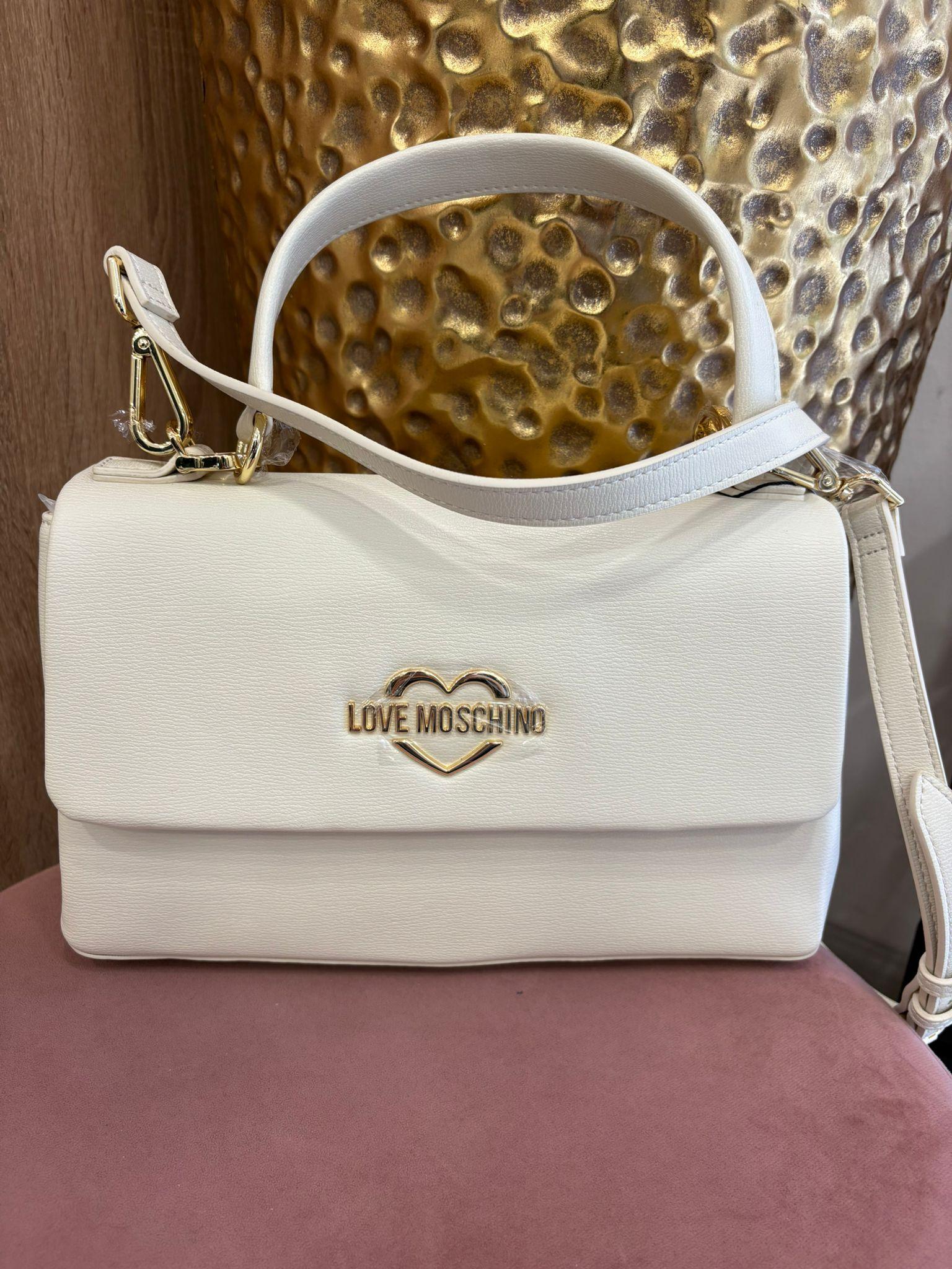 Love Moschino Borsa Avorio con Logo Oro al Centro