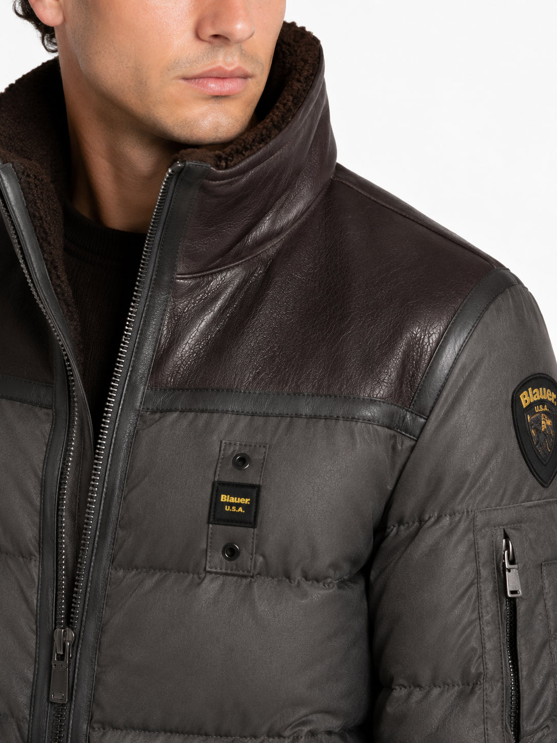 GIUBBOTTO BLAUER - UOMO - CON INSERTI IN PELLE SCAMOSCIATA - INTERNO TEDDY