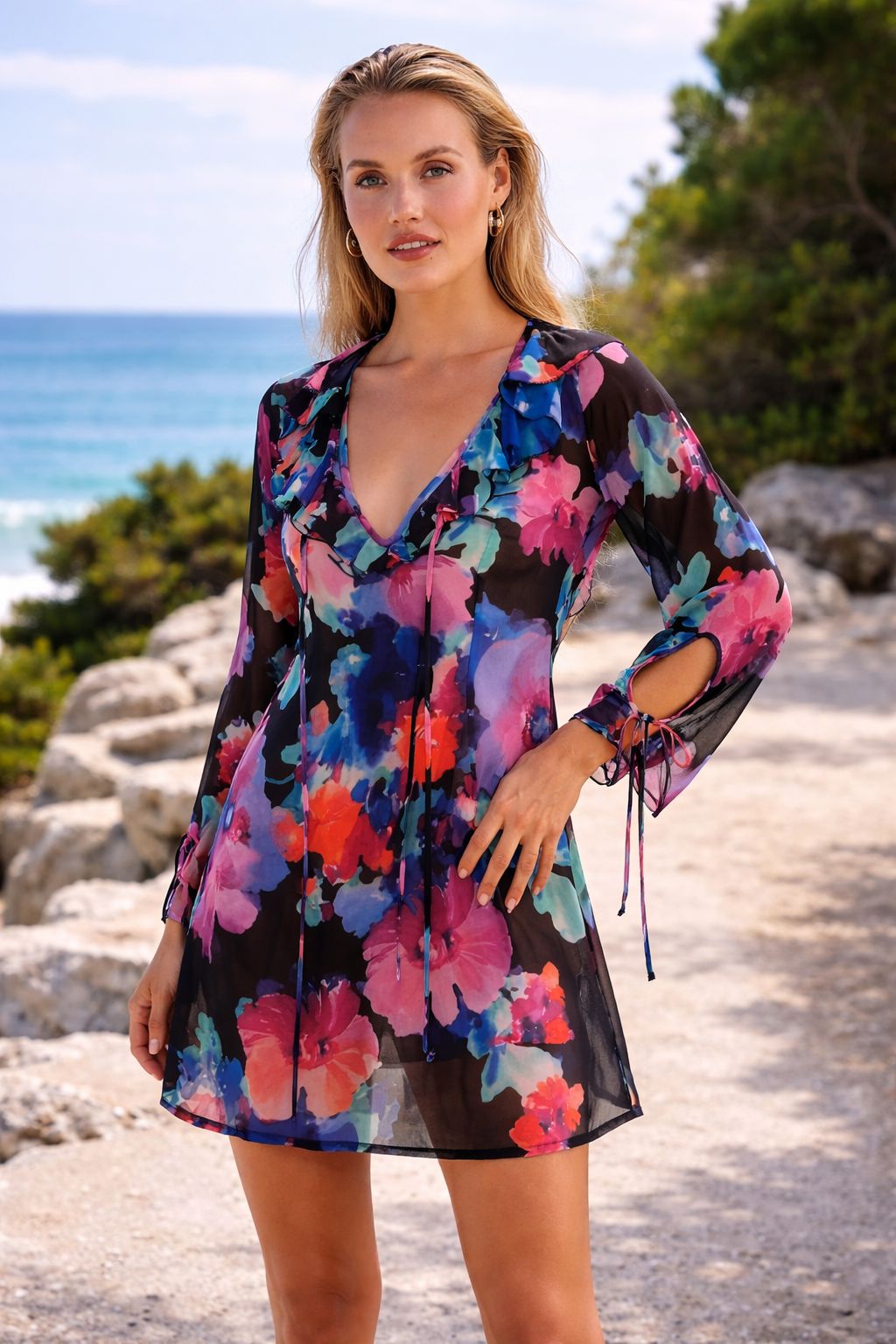 ABITO MIDI MAR DE MARGARITAS