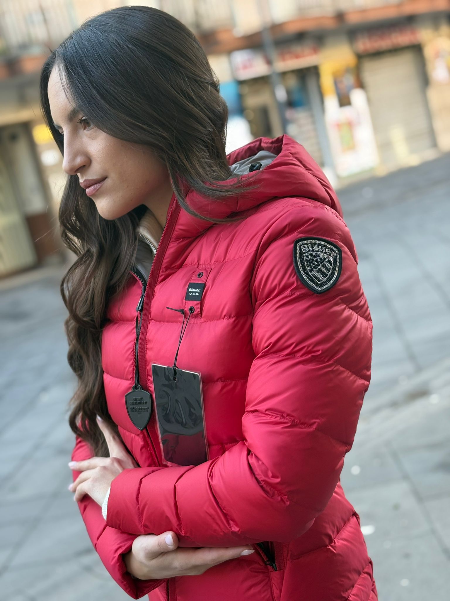 Piumino Blauer Corto con logo sulla spalla