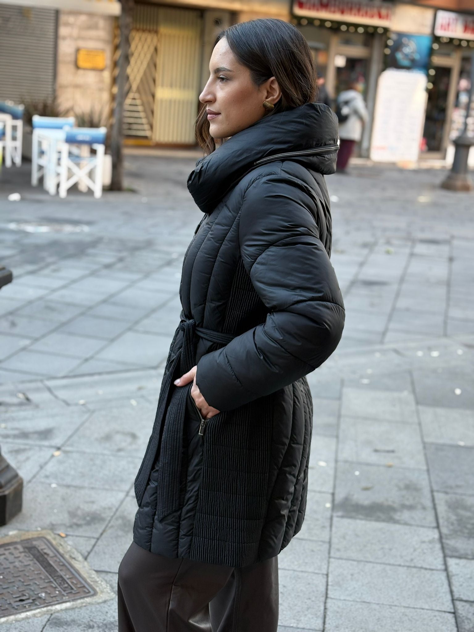 Piumino Romeo Gigli Lungo Donna con Cintura