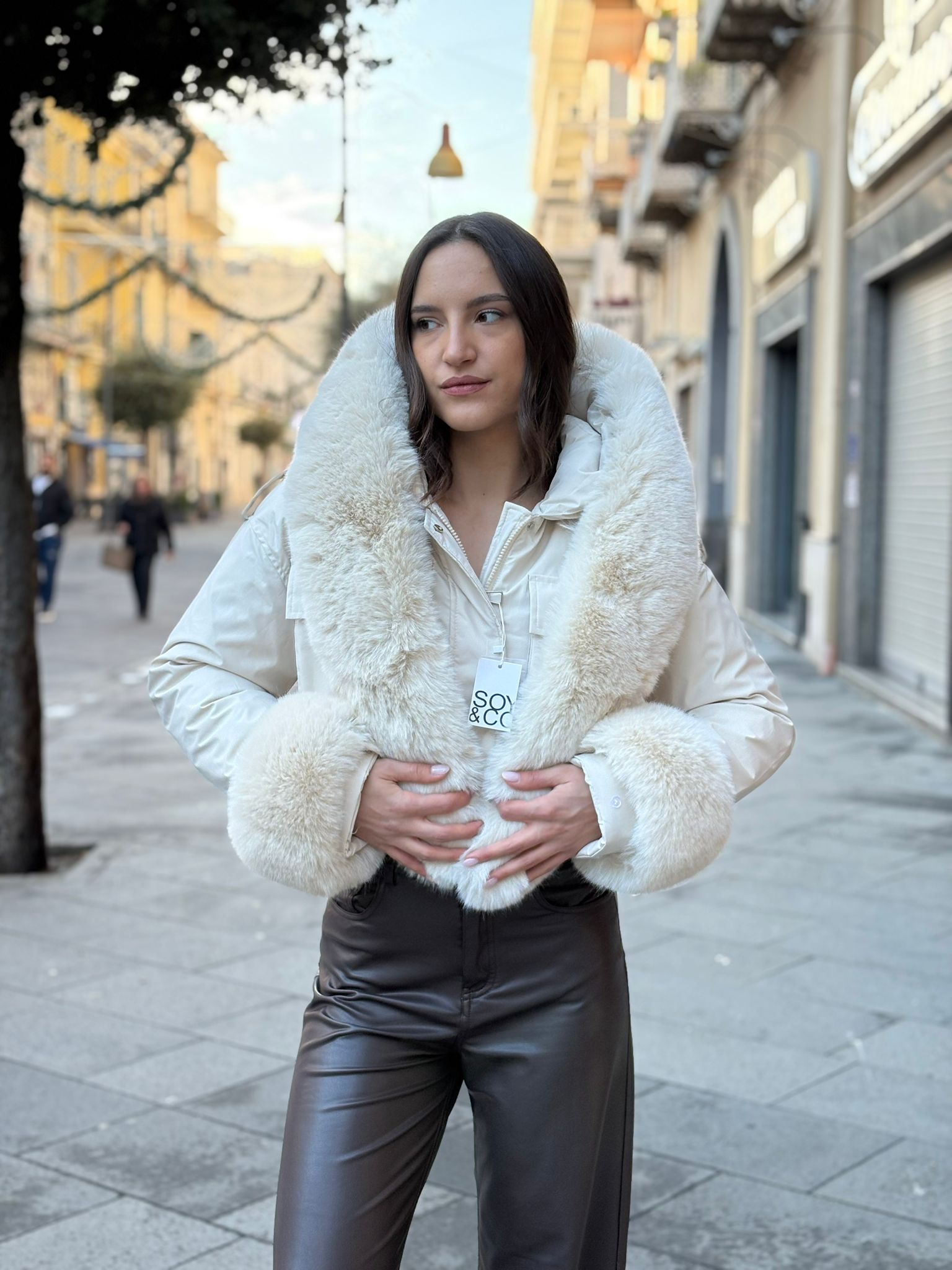 Piumino SoyeCo corto con pelliccia