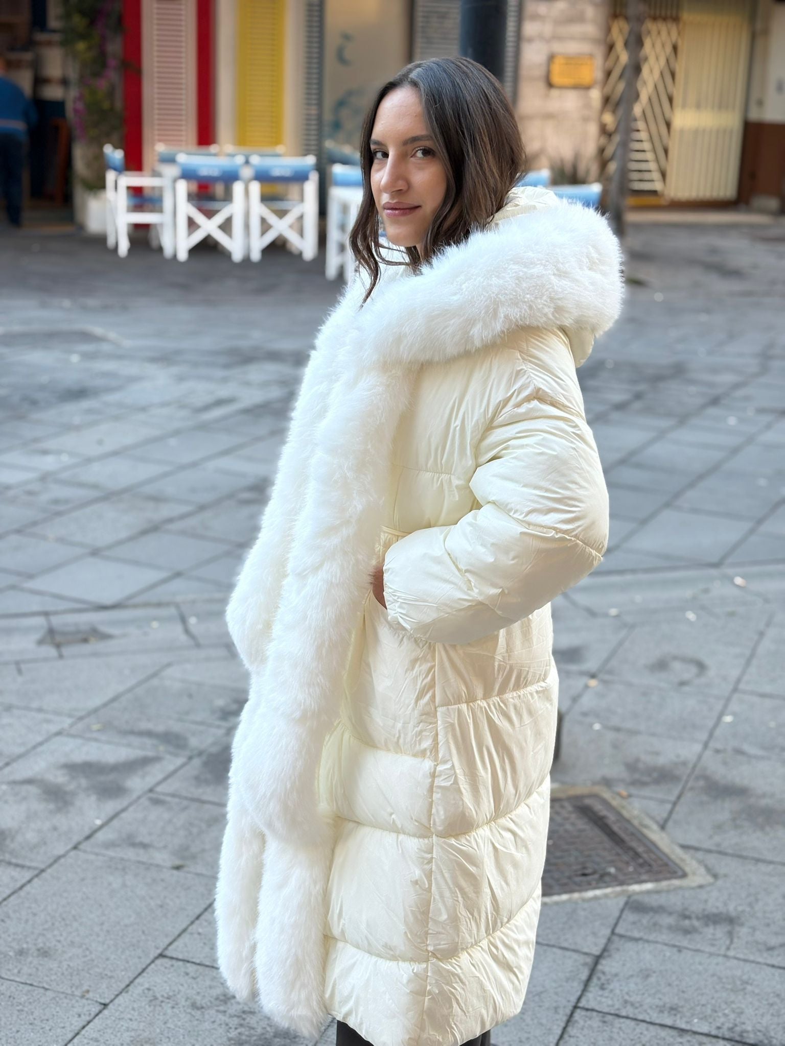 Piumino Flammode lungo con pelliccia