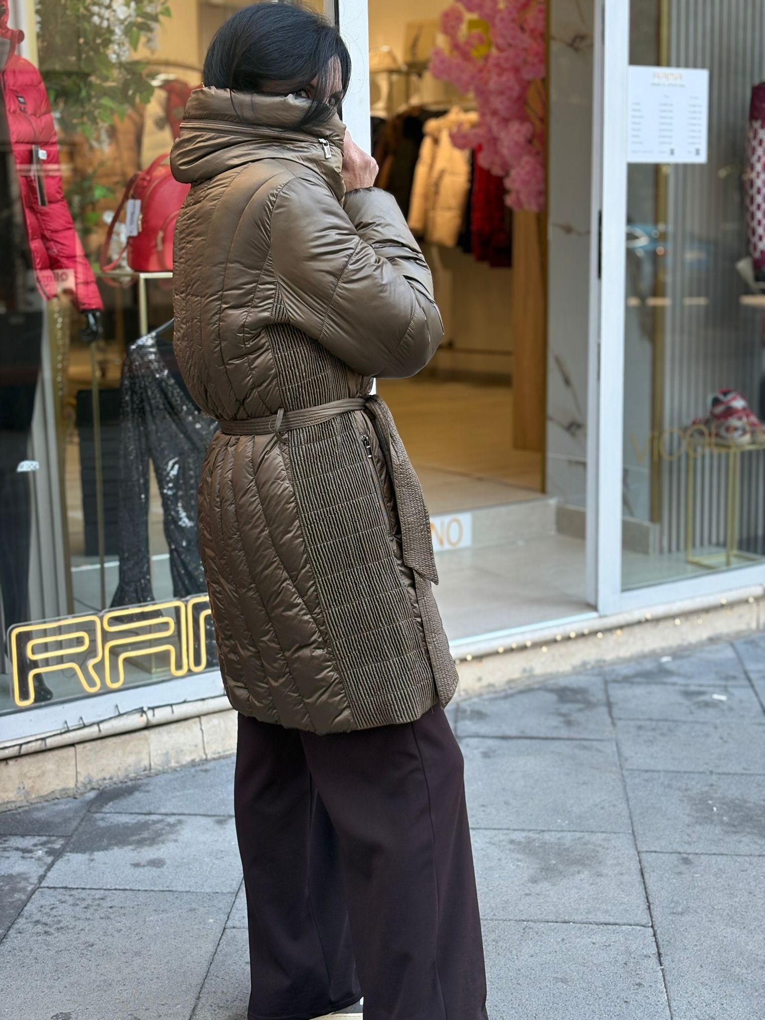 Piumino Romeo Gigli Lungo Donna con Cintura
