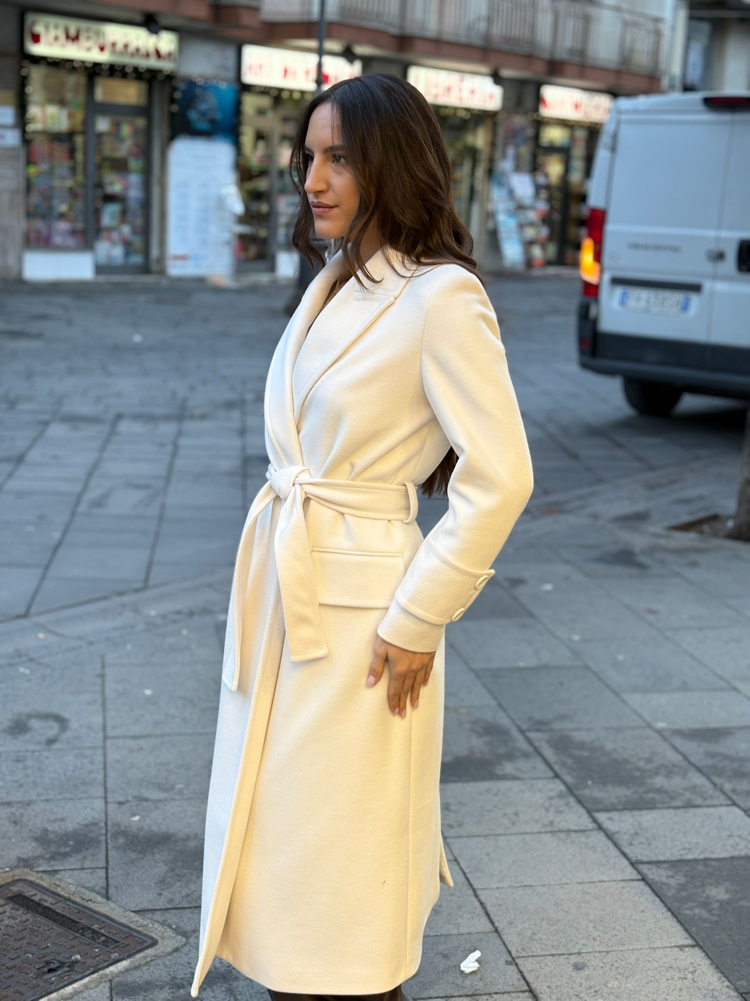 Cappotto Federica la Pietra lungo con cintura