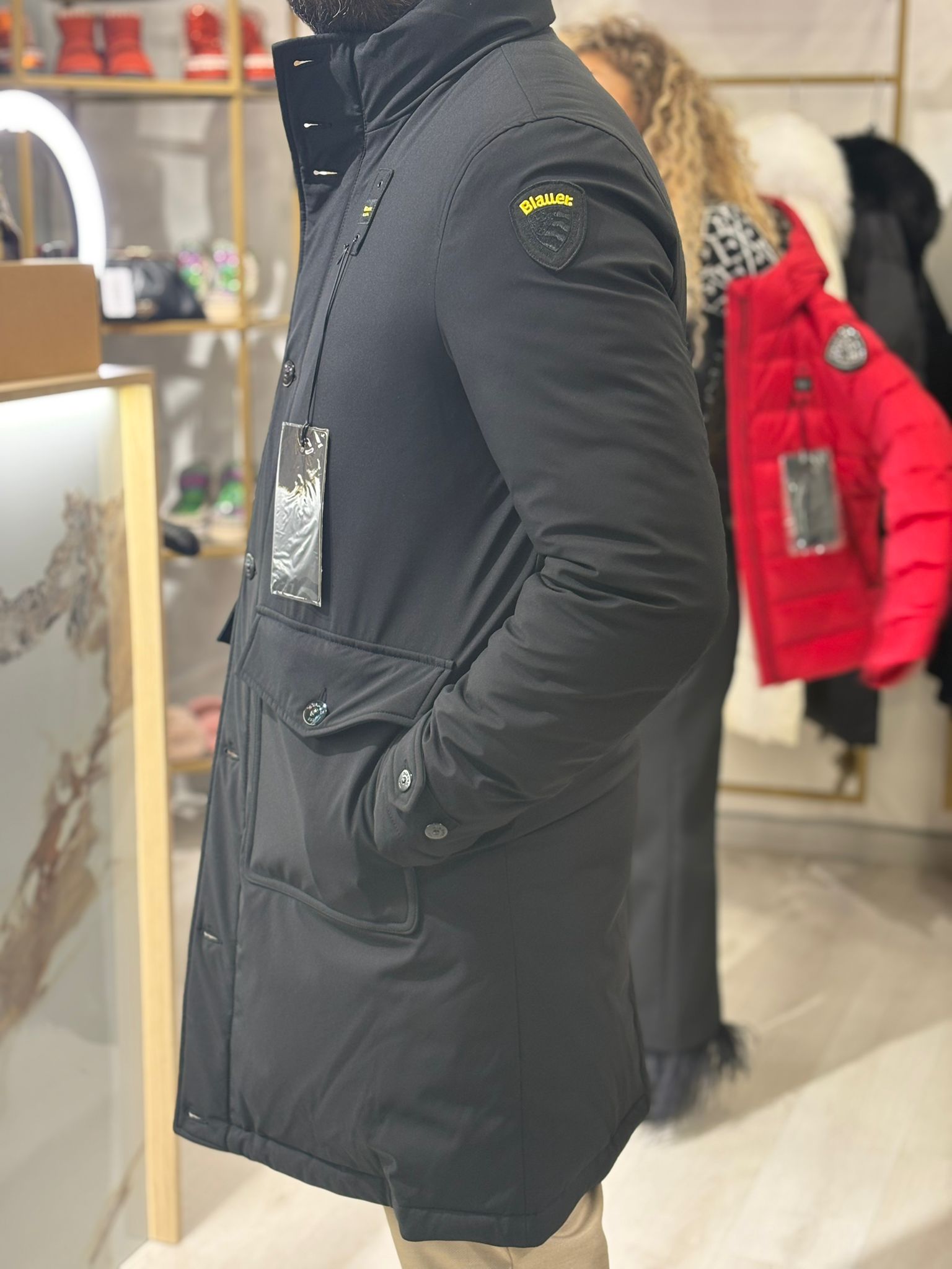 Trench Blauer Antipioggia da Uomo con Tasche Laterali e Cerniera Frontale