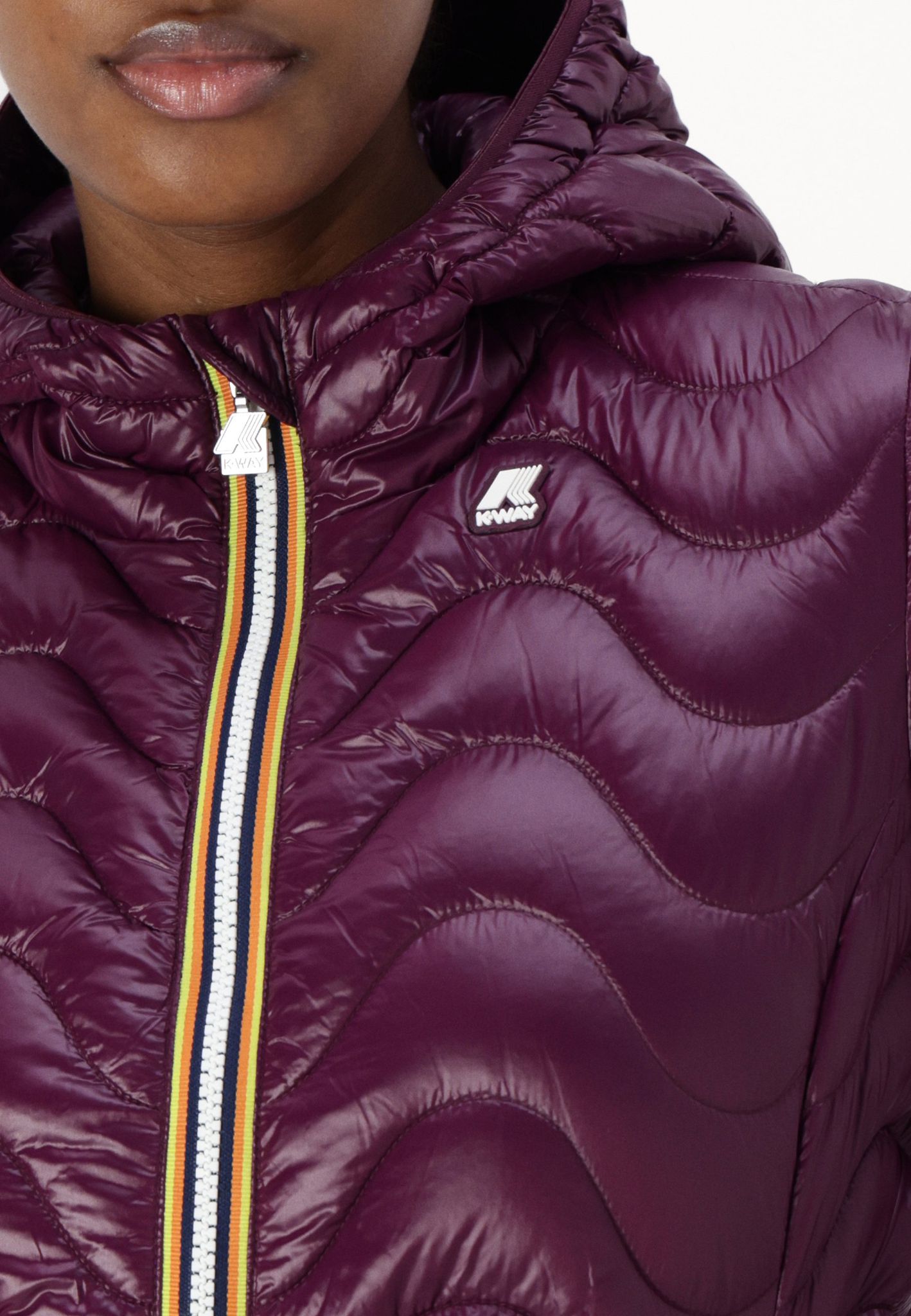 PIUMINO K WAY - DONNA - IMBOTTITO CORTO CON CAPPUCCIO - LILY QUILTED WARM