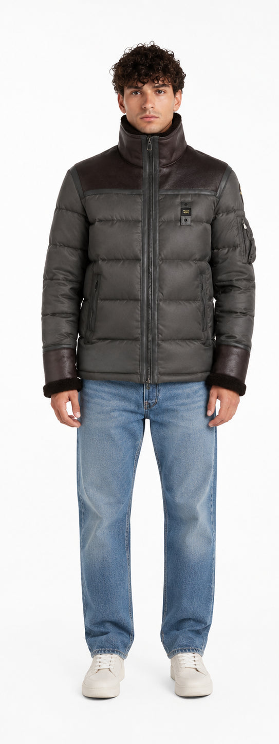 GIUBBOTTO BLAUER - UOMO - CON INSERTI IN PELLE SCAMOSCIATA - INTERNO TEDDY