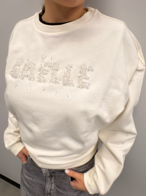 GAELLE FELPA BIANCO LOGO ZIRCONI