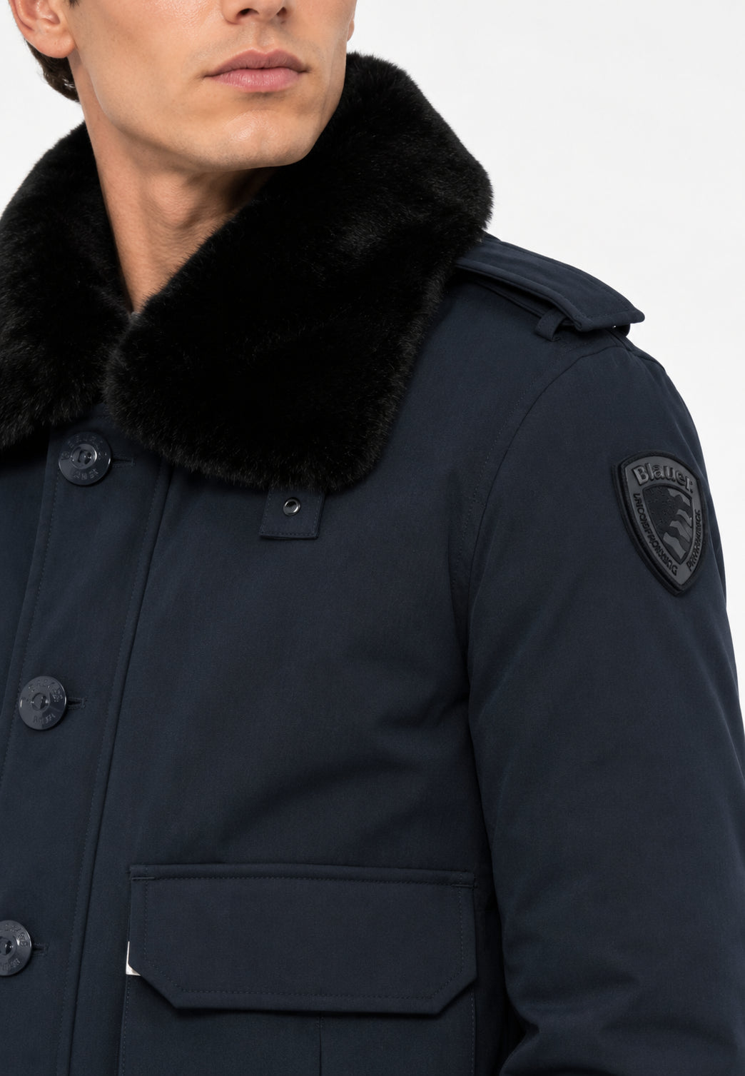 GIUBBOTTO BLAUER BLU CON COLLO IN ECOPELLICCIA REMOVIBILE