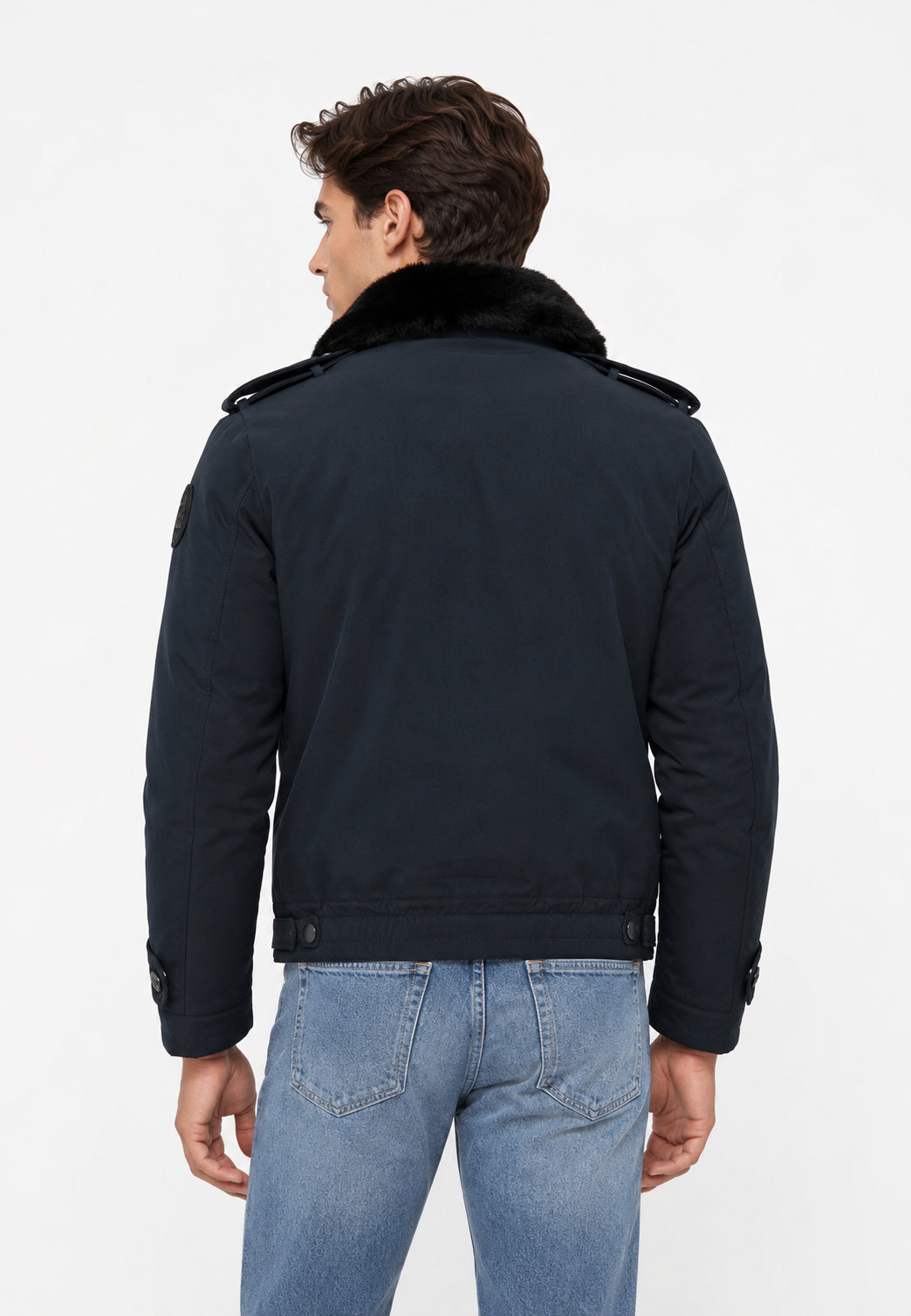 GIUBBOTTO BLAUER BLU CON COLLO IN ECOPELLICCIA REMOVIBILE