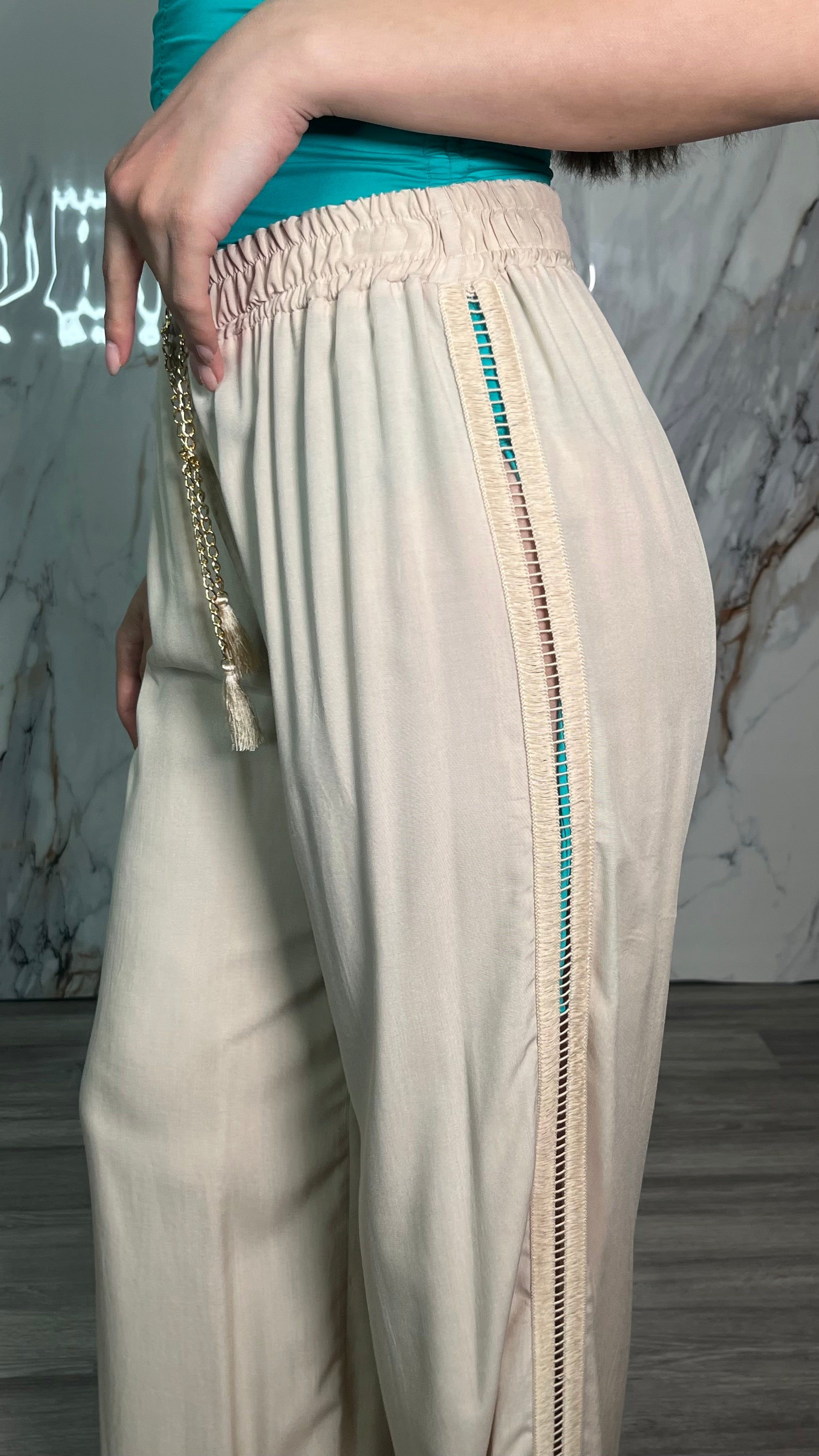 F.COPPOLA Pantalone in viscosa con passamaneria